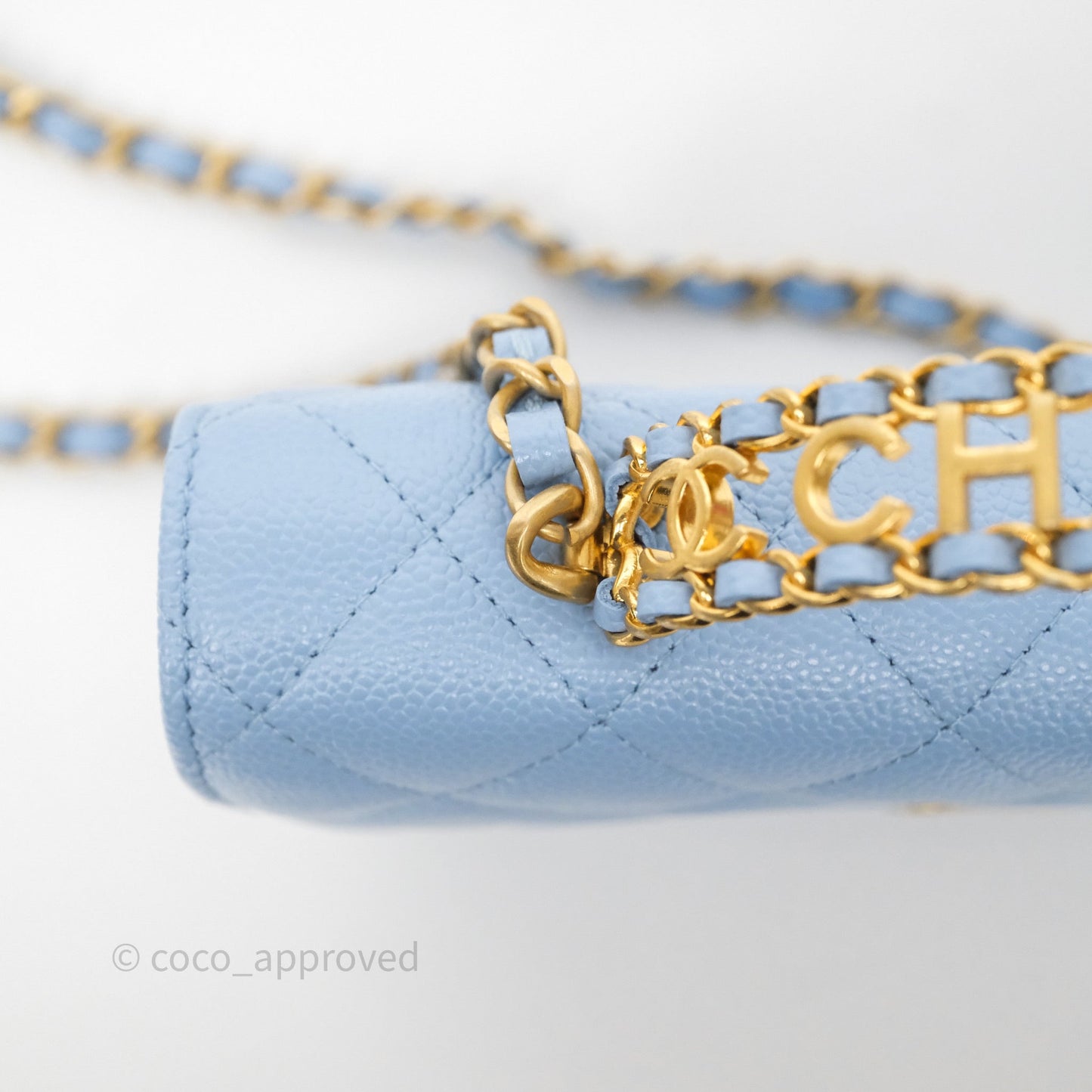 Chanel Top Handle Pick Me Up Wallet On Chain WOC Blue Caviar Gold Hardware