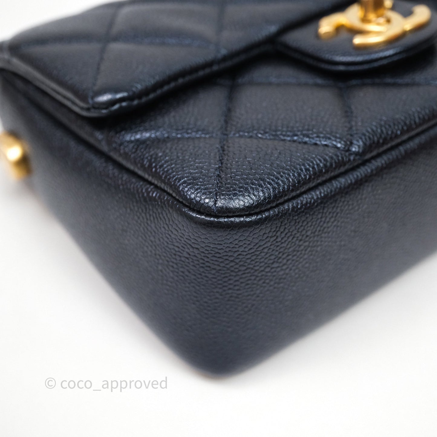 Chanel Quilted My Perfect Mini Iridescent Dark Navy Caviar Aged Gold Hardware