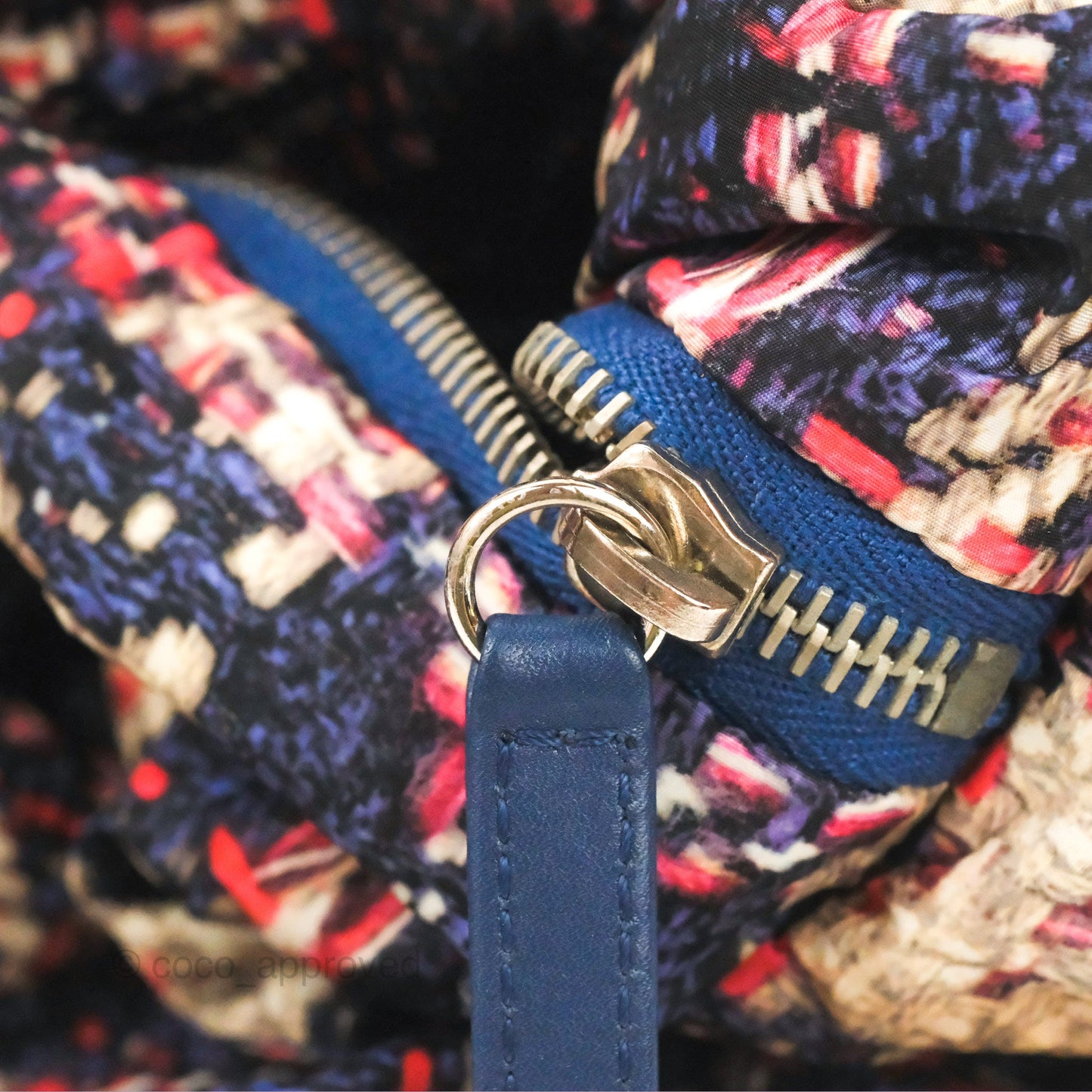 Chanel Maxi Flap Bag Nylon Tweed Printed Silver Hardware