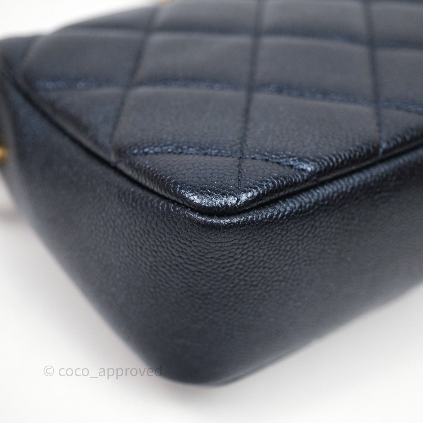 Chanel Quilted My Perfect Mini Iridescent Dark Navy Caviar Aged Gold Hardware
