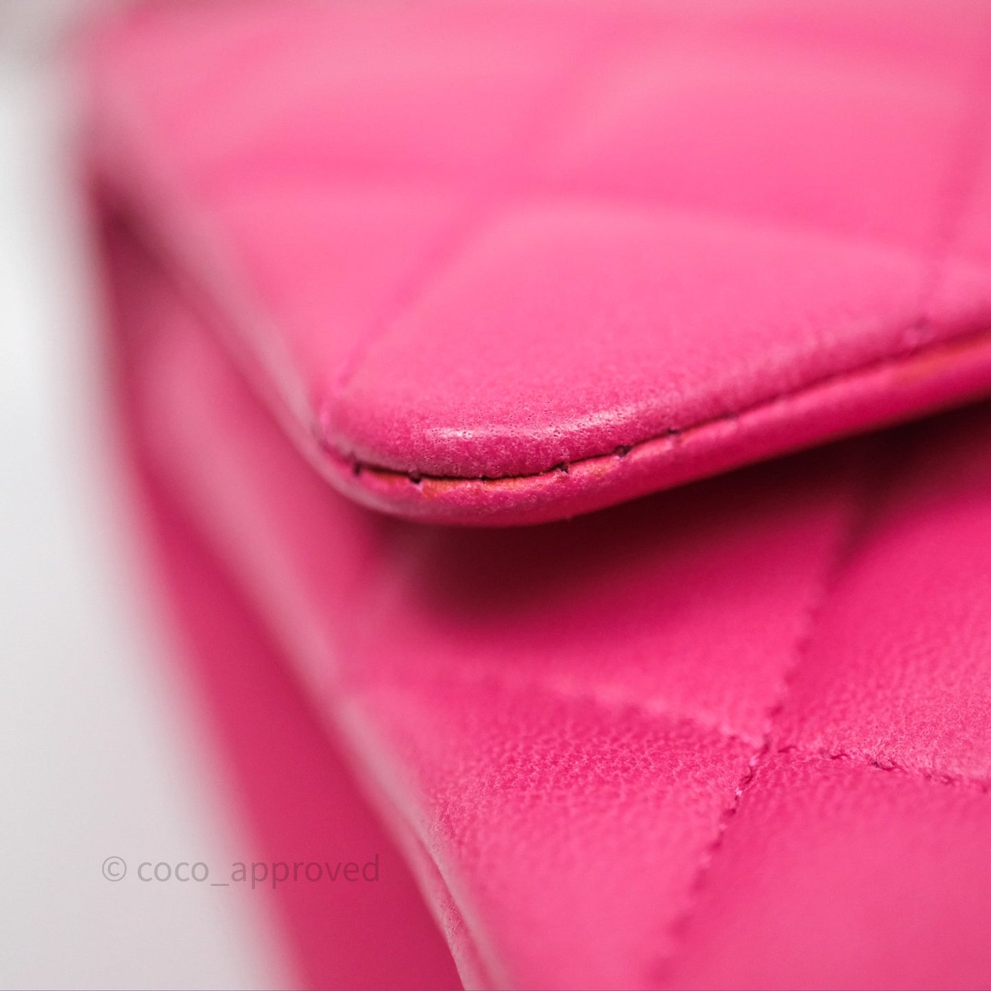 Chanel Classic M/L Medium Flap Quilted Hot Pink Lambskin Silver Hardware
