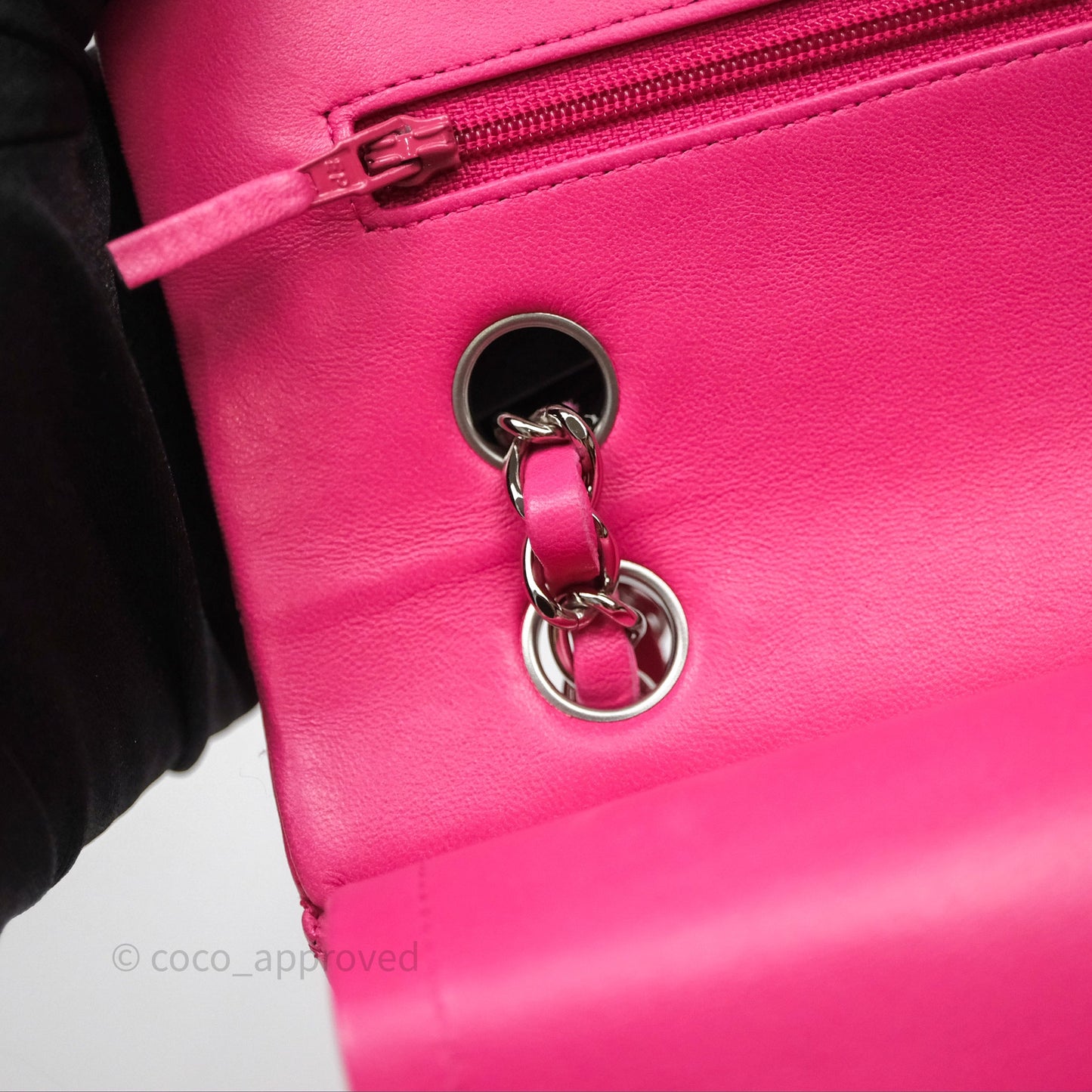 Chanel Classic M/L Medium Flap Quilted Hot Pink Lambskin Silver Hardware