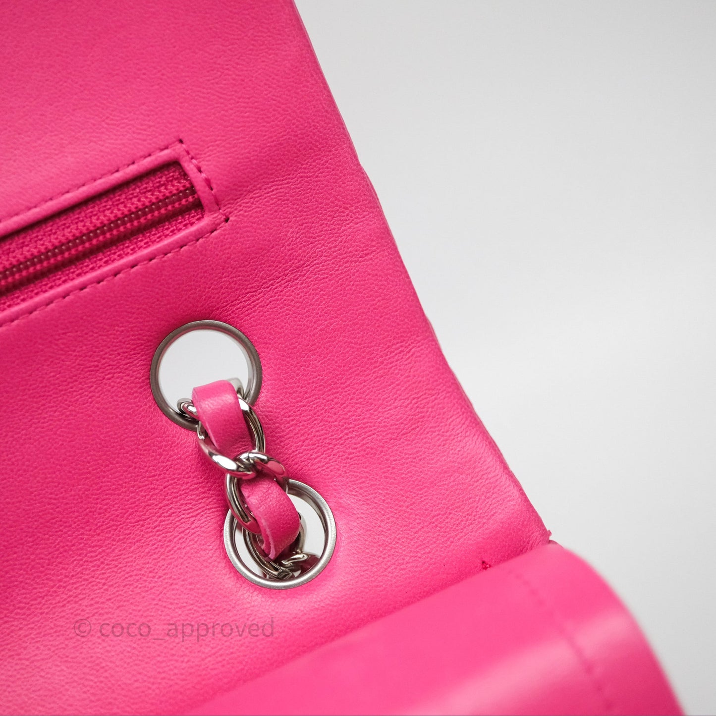 Chanel Classic M/L Medium Flap Quilted Hot Pink Lambskin Silver Hardware