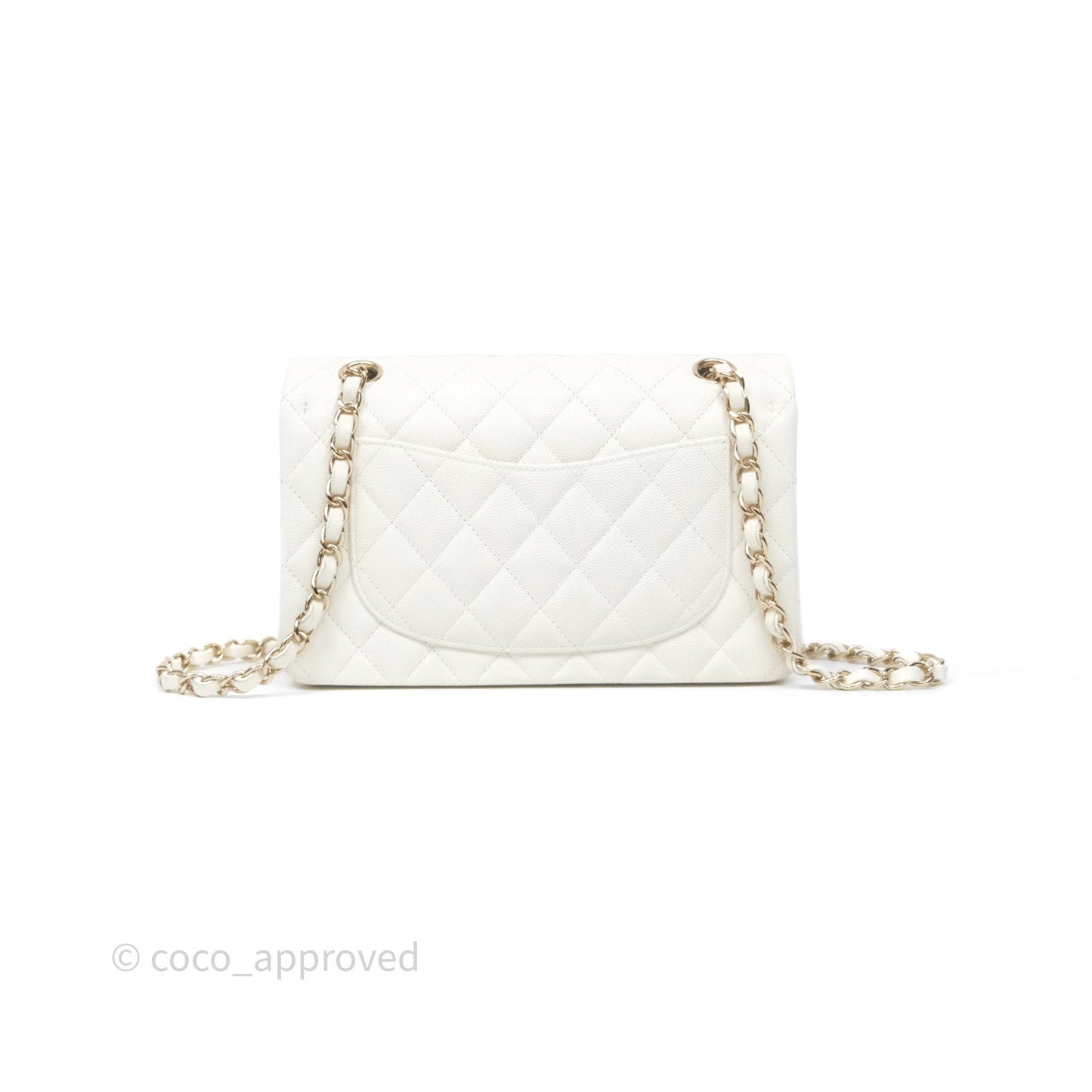 Chanel Classic Quilted Small S/M Flap Ivory White Caviar Gold Hardware