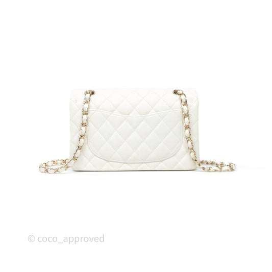 Chanel Classic Quilted Small S/M Flap Ivory White Caviar Gold Hardware