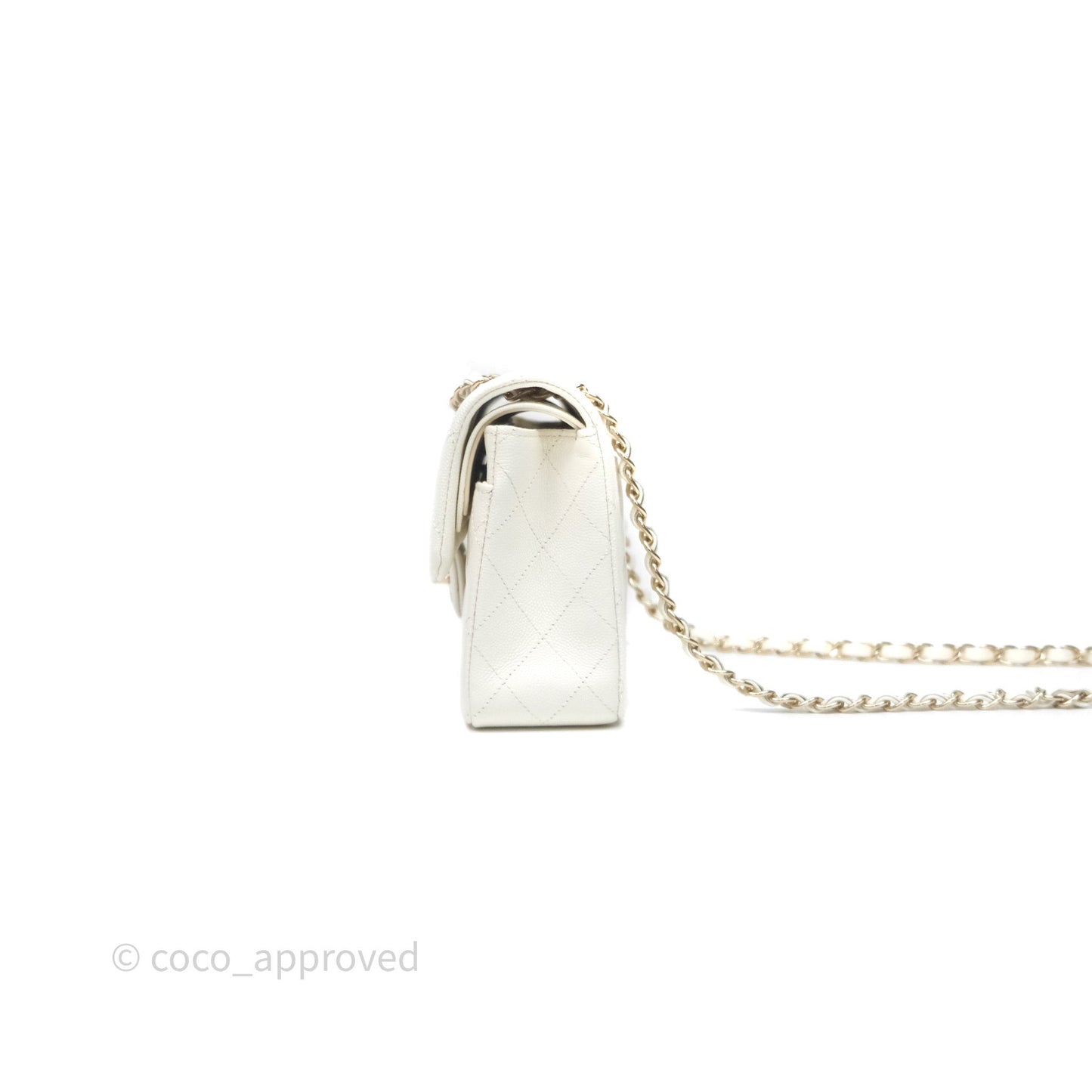 Chanel Classic Quilted Small S/M Flap Ivory White Caviar Gold Hardware
