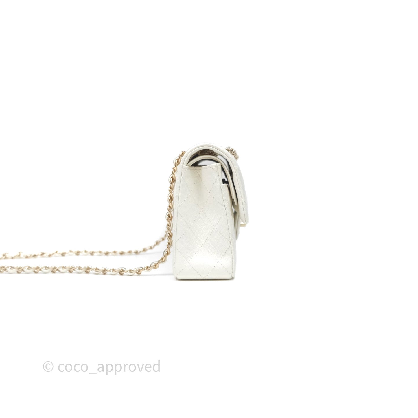 Chanel Classic Quilted Small S/M Flap Ivory White Caviar Gold Hardware