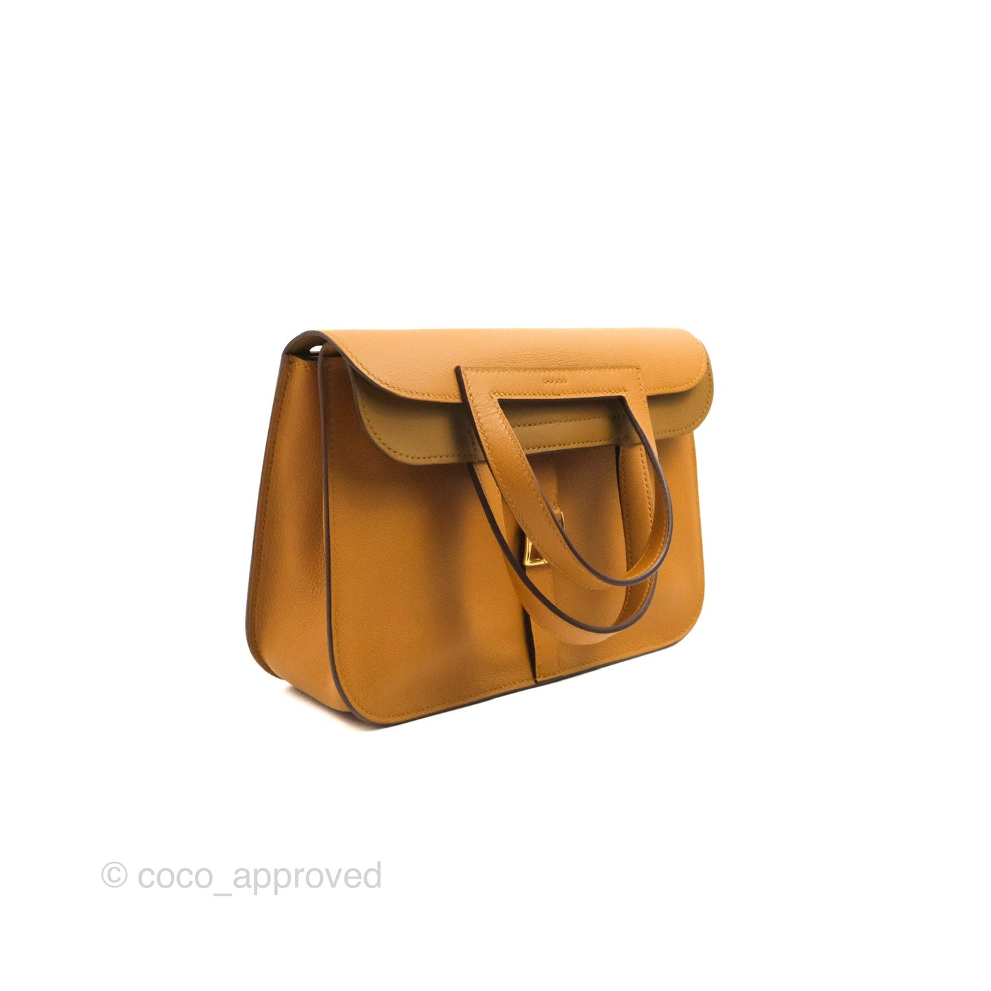 Hermès Halzan 25 Caramel Evercolour Gold Hardware