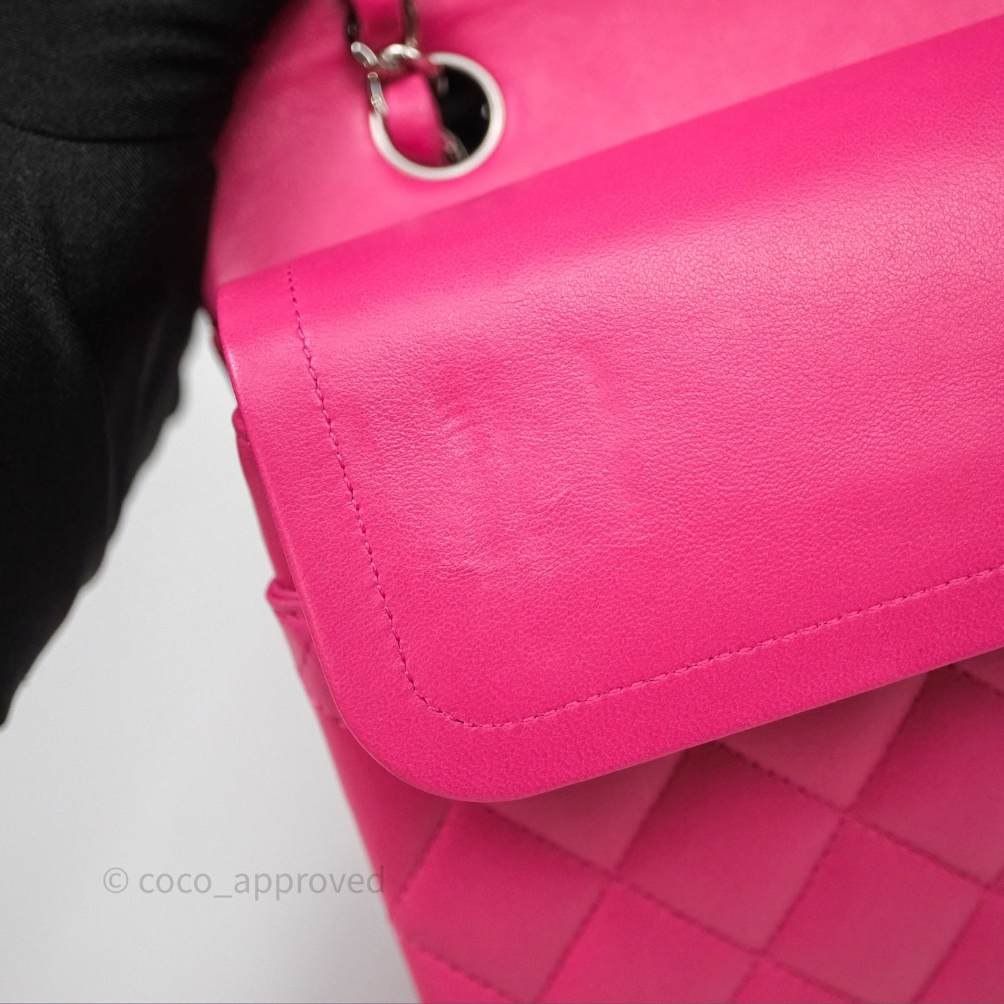 Chanel Classic M/L Medium Flap Quilted Hot Pink Lambskin Silver Hardware