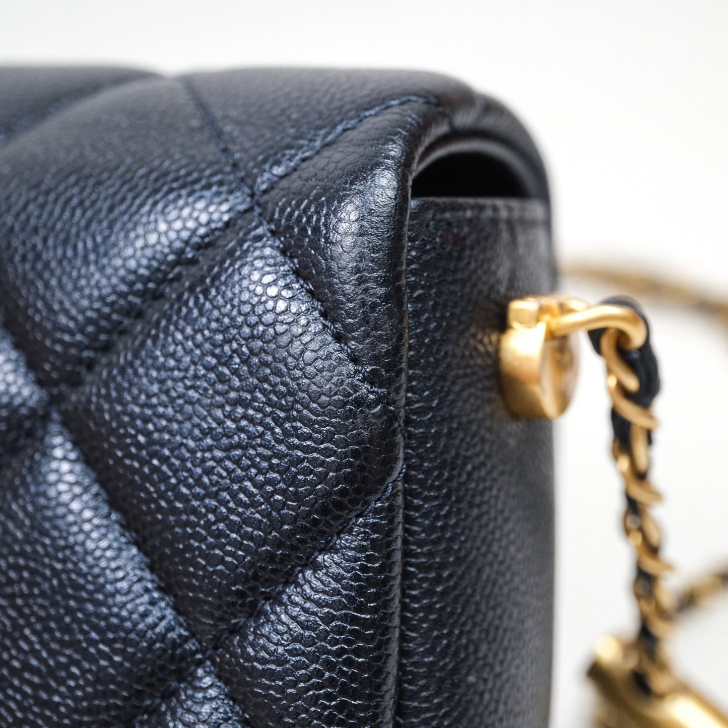 Chanel Quilted My Perfect Mini Iridescent Dark Navy Caviar Aged Gold Hardware