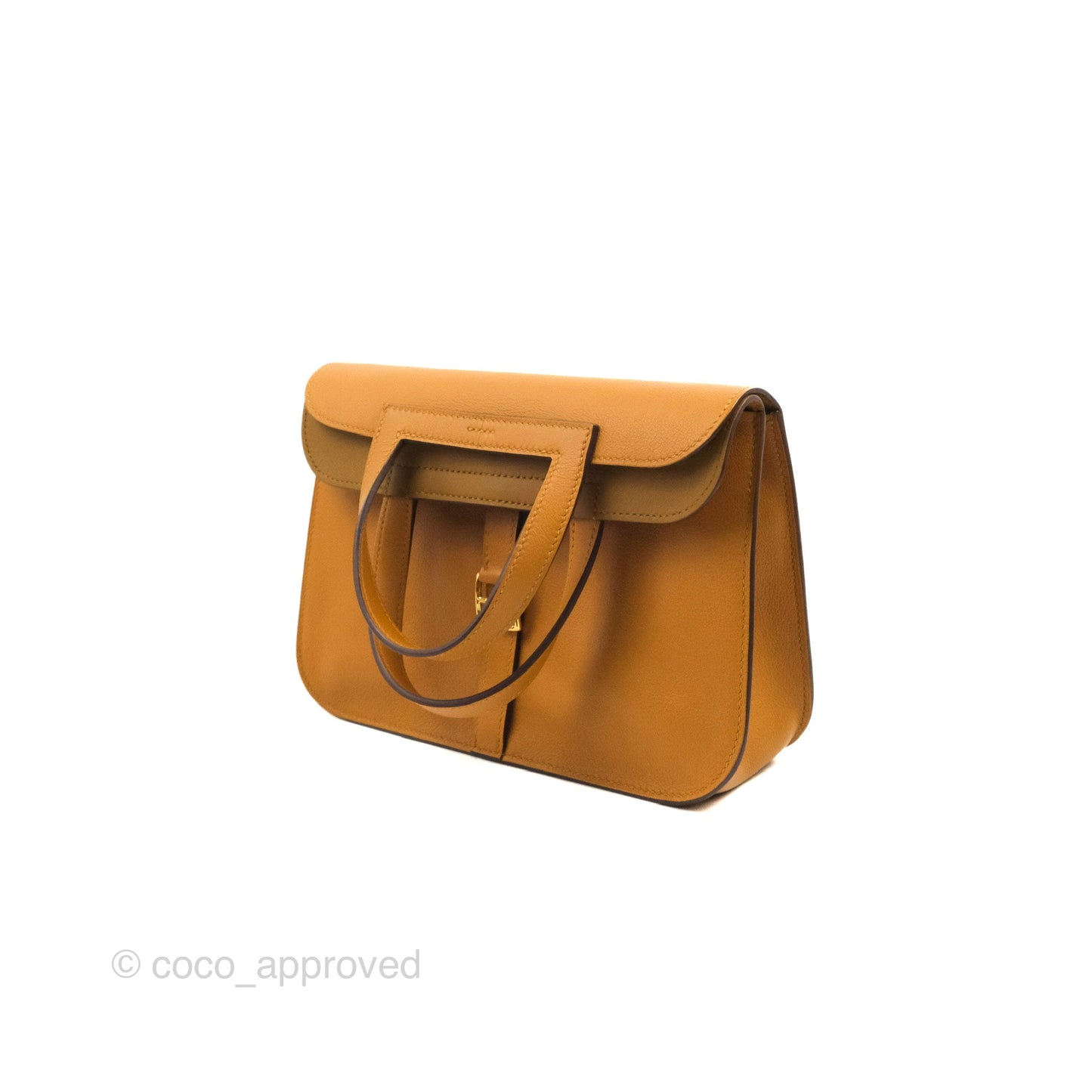 Hermès Halzan 25 Caramel Evercolour Gold Hardware