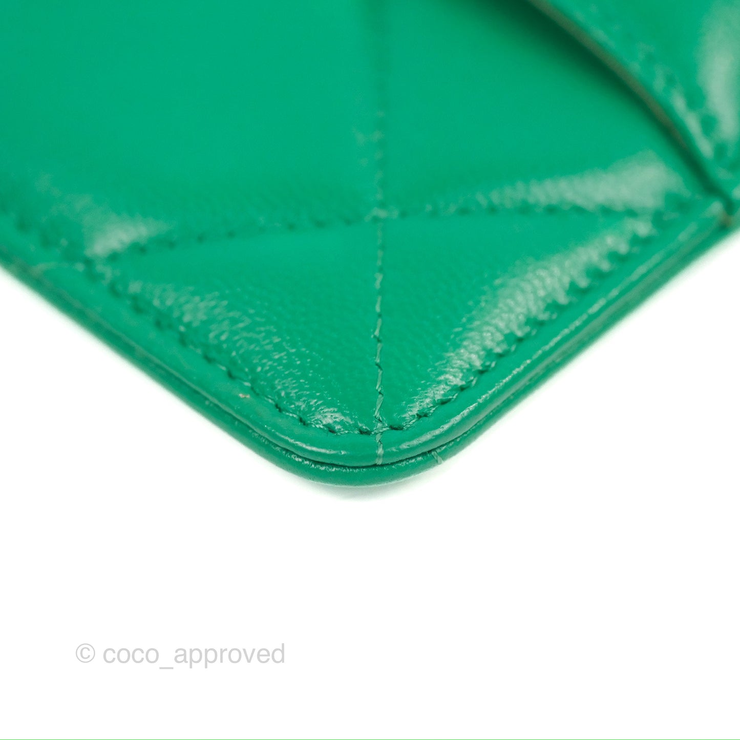 Chanel 19 Phone Holder Long Zip Wallet Green Gold Hardware