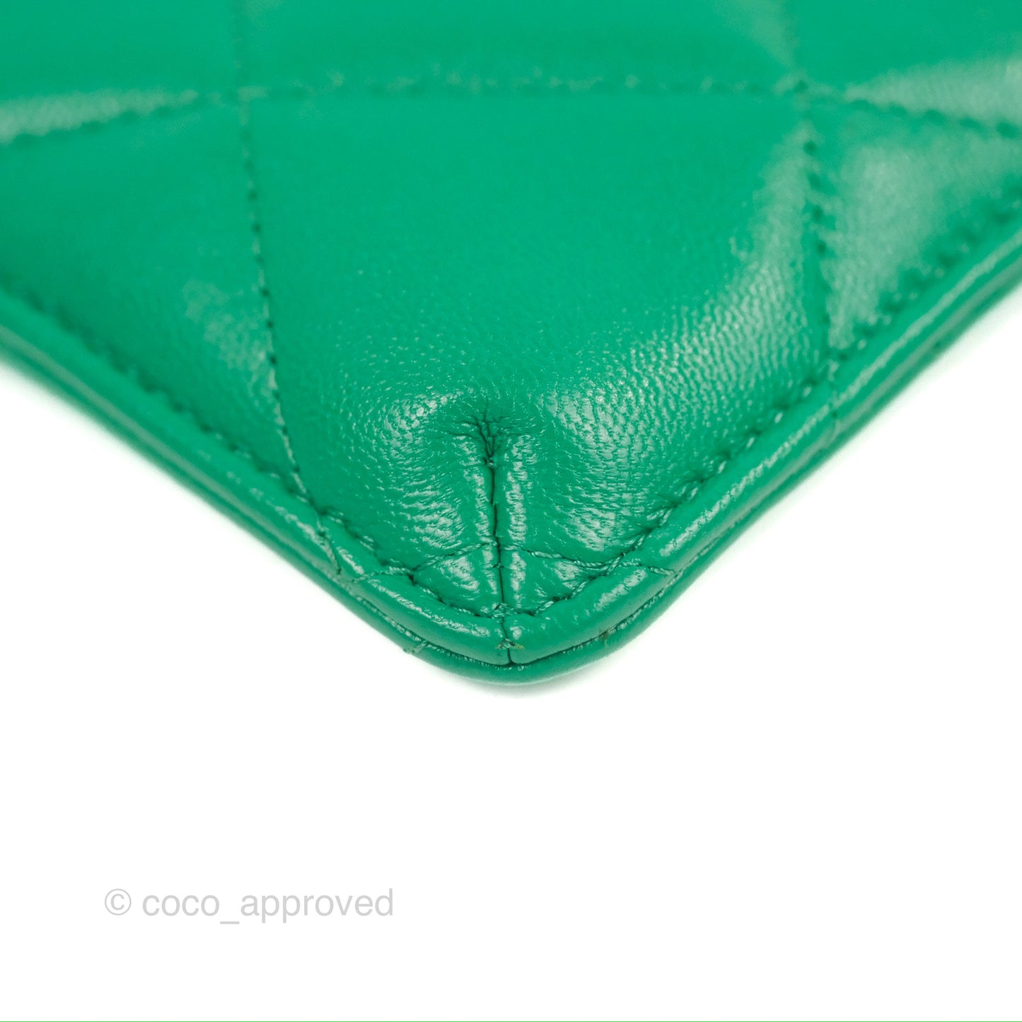 Chanel 19 Phone Holder Long Zip Wallet Green Gold Hardware