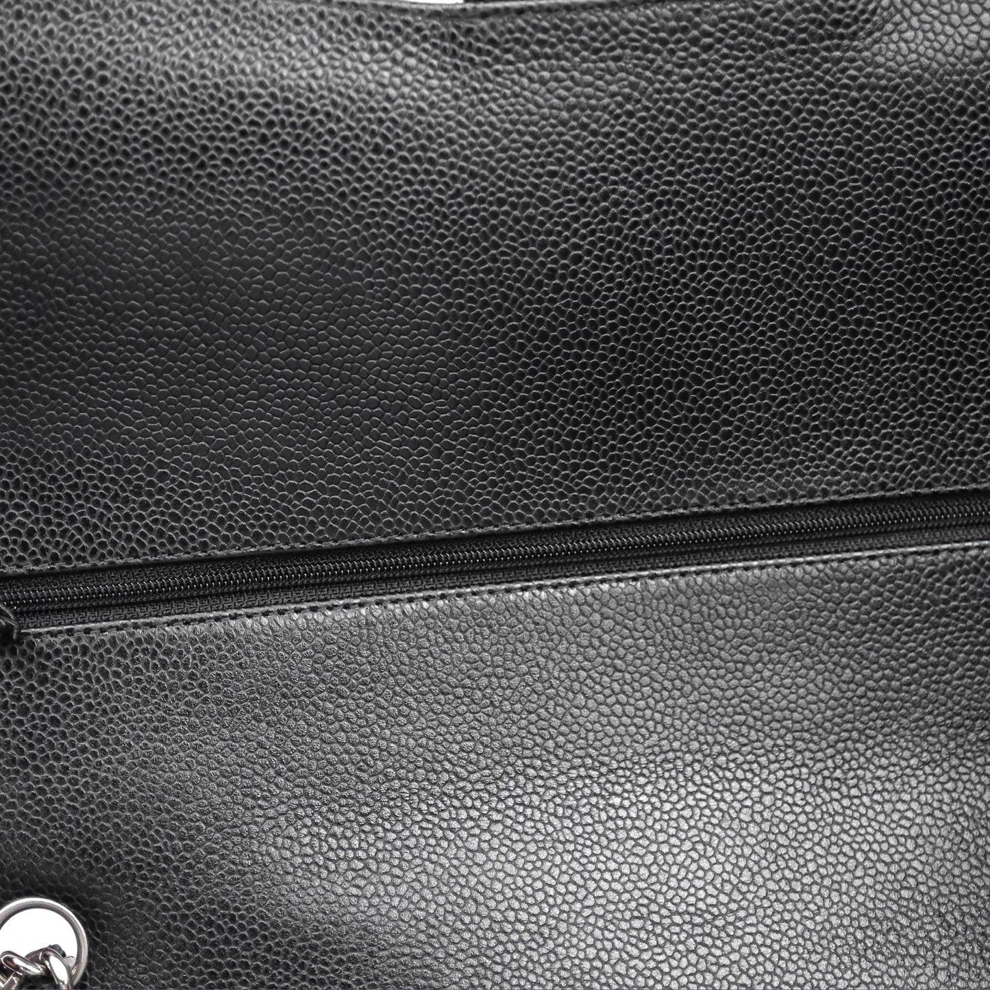 Chanel Quilted Maxi Double Flap Black Caviar Silver Hardware