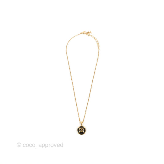 Chanel CC Resin Black Necklace Gold Tone 22A