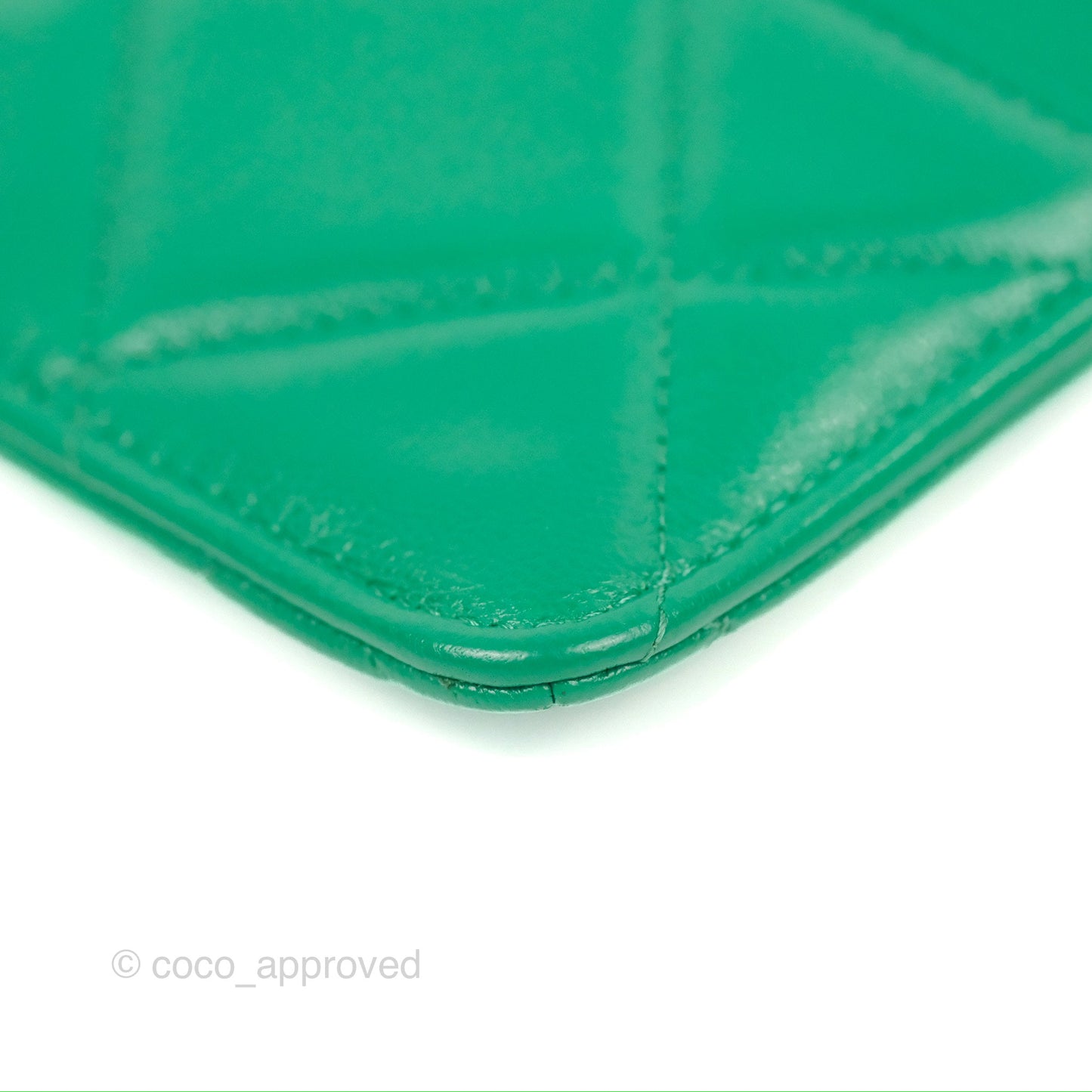 Chanel 19 Phone Holder Long Zip Wallet Green Gold Hardware