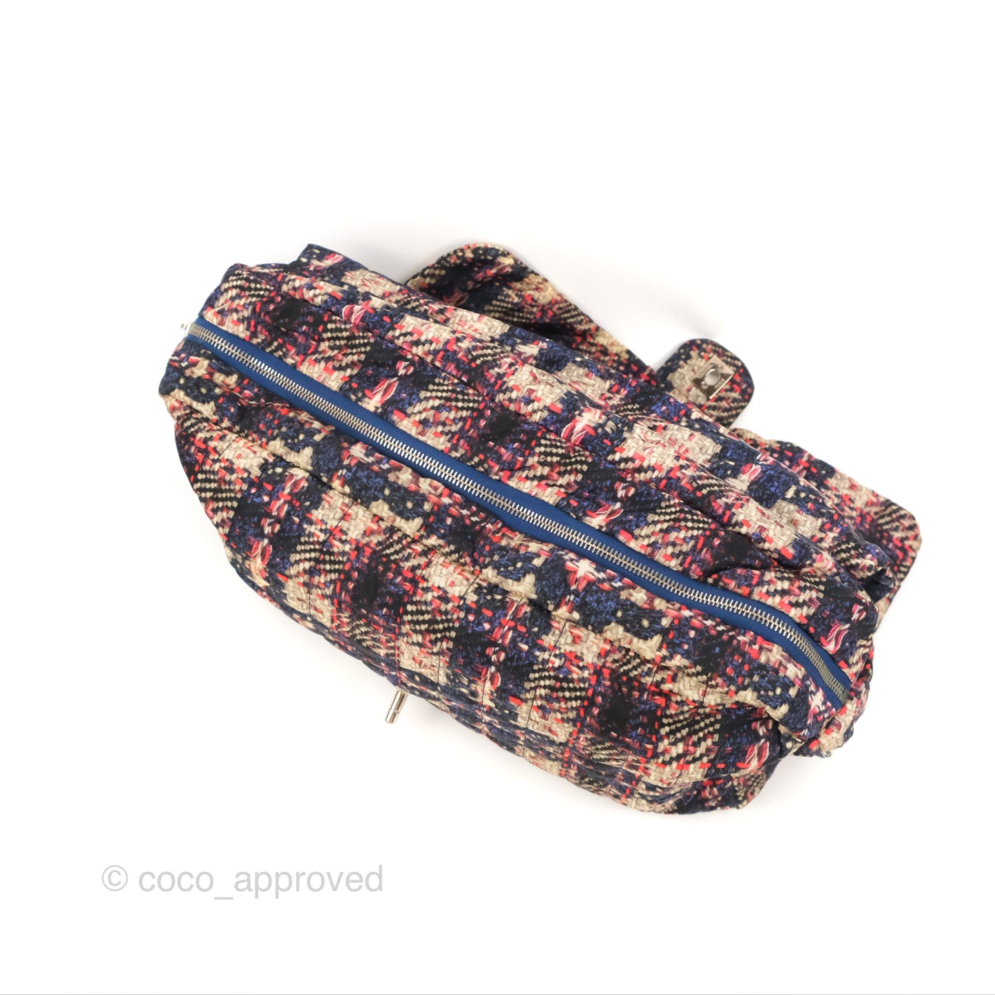 Chanel Maxi Flap Bag Nylon Tweed Printed Silver Hardware