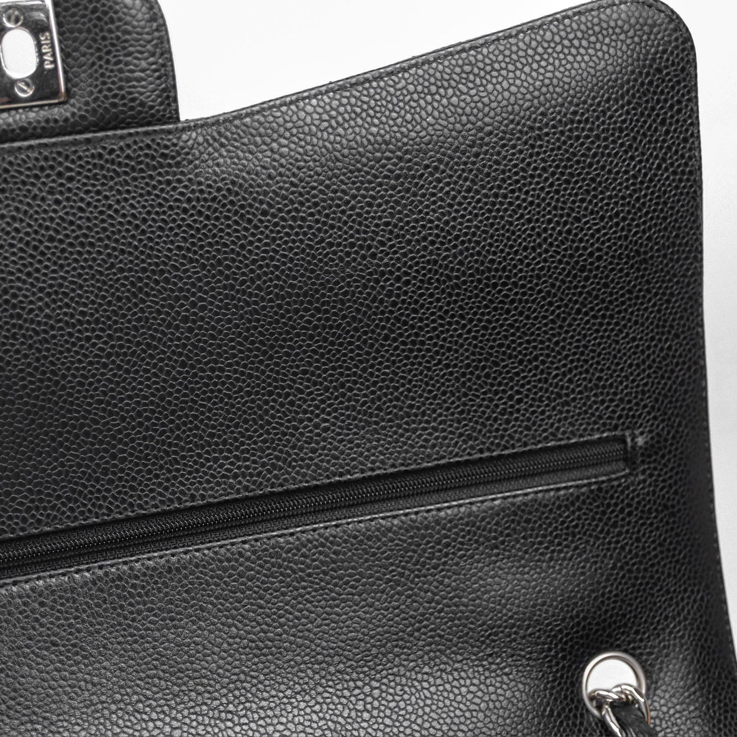 Chanel Quilted Maxi Double Flap Black Caviar Silver Hardware