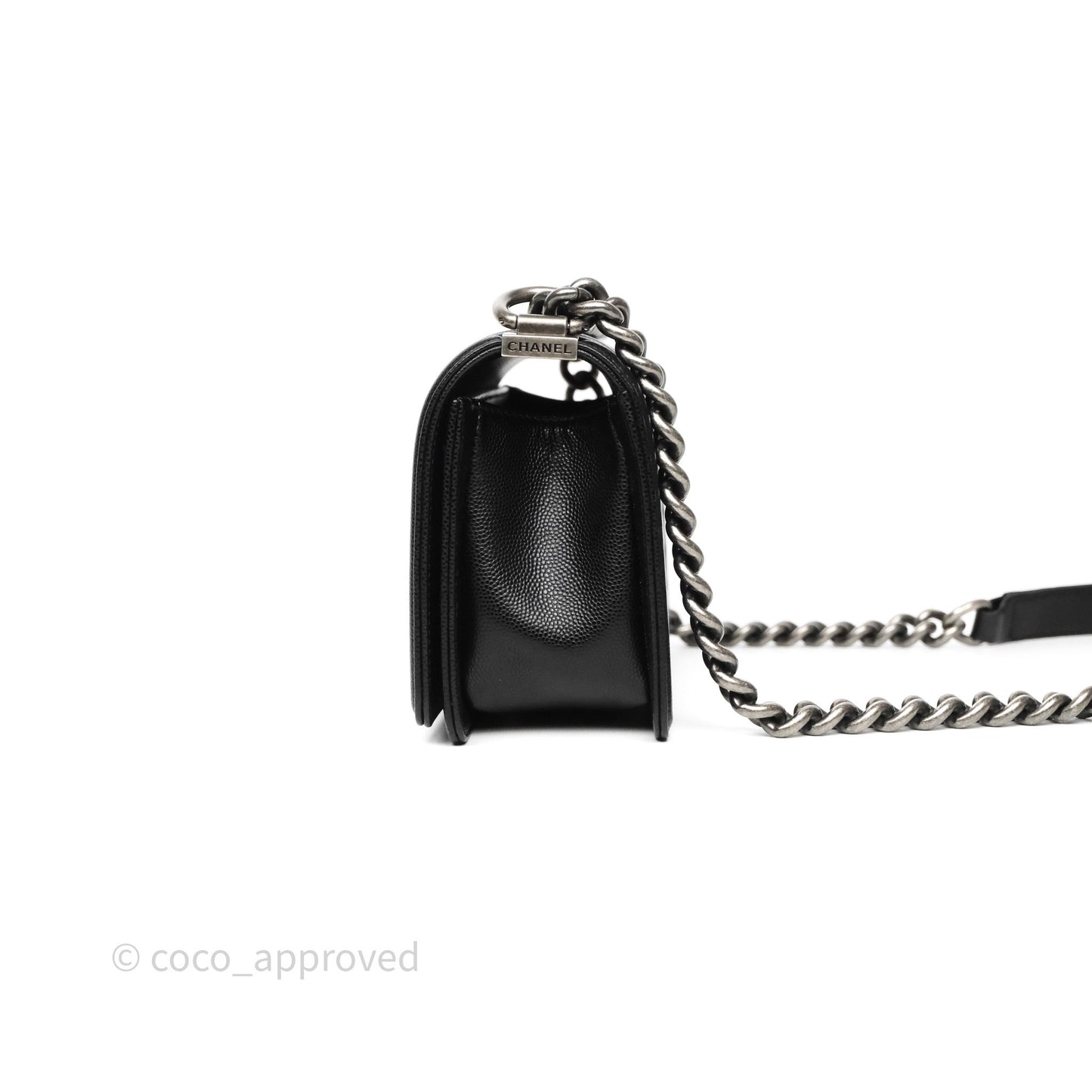 Chanel Small Boy Black Caviar Ruthenium Hardware