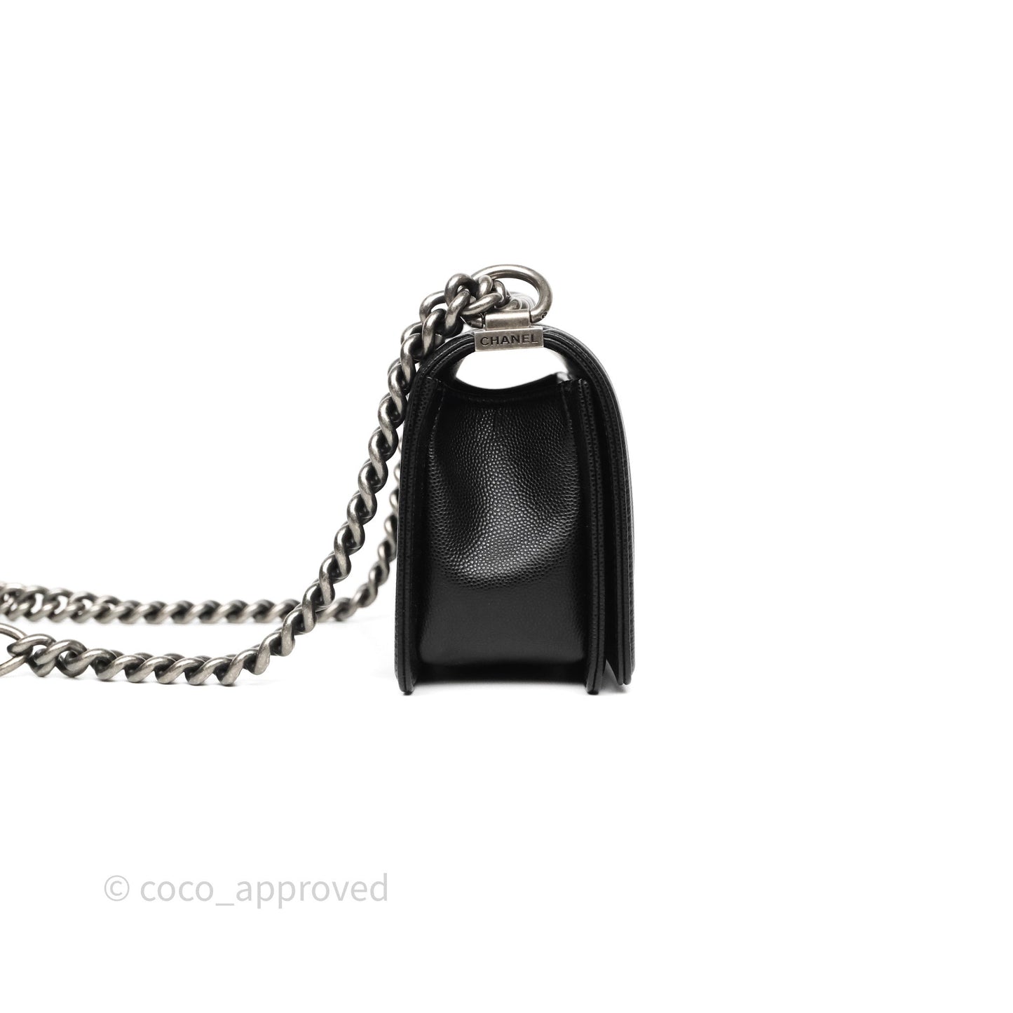 Chanel Small Boy Black Caviar Ruthenium Hardware