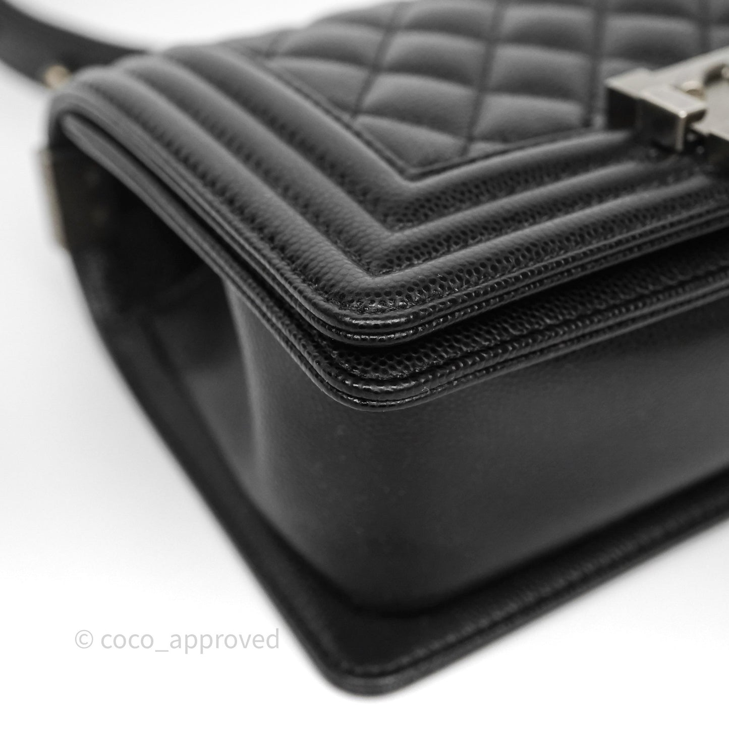 Chanel Small Boy Black Caviar Ruthenium Hardware