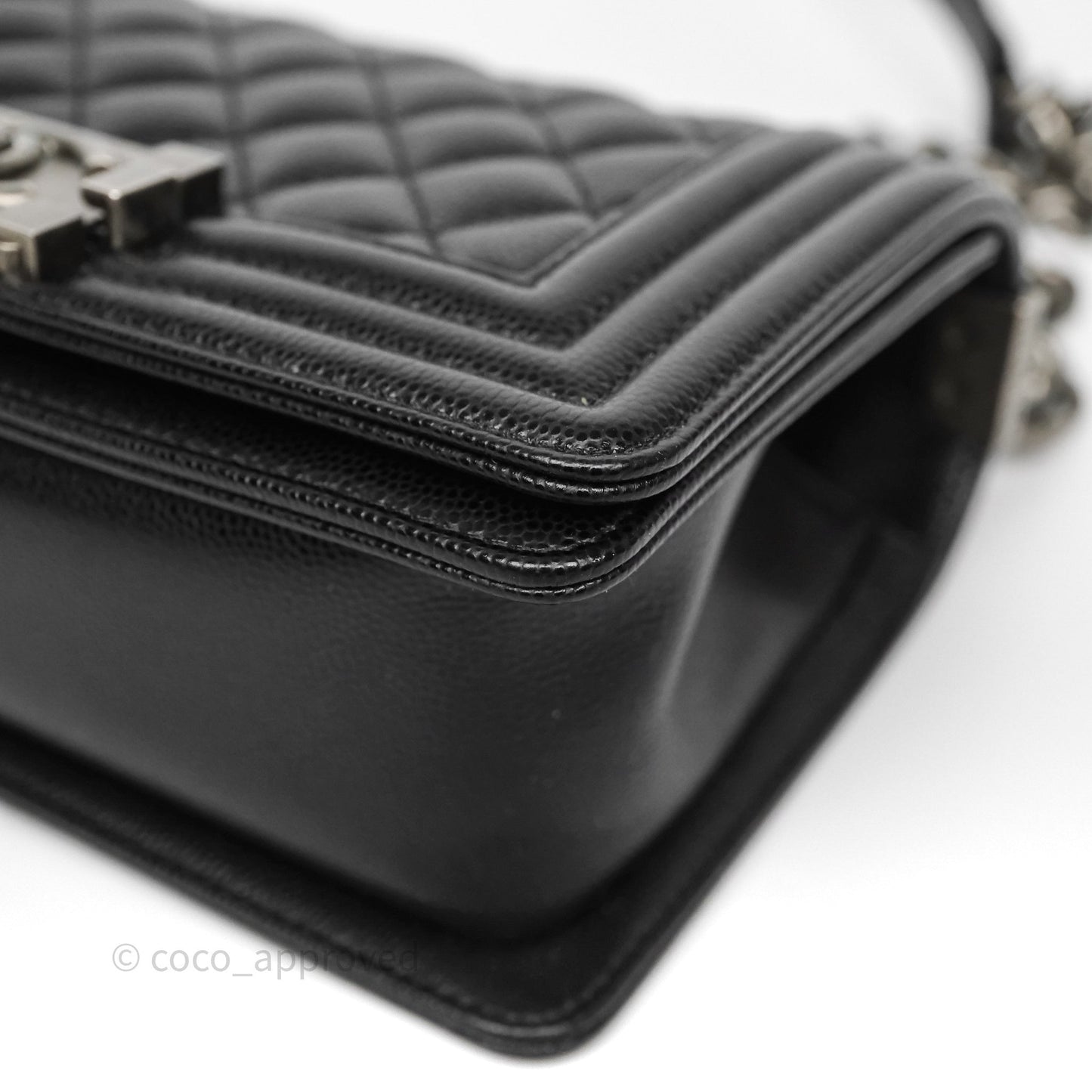 Chanel Small Boy Black Caviar Ruthenium Hardware