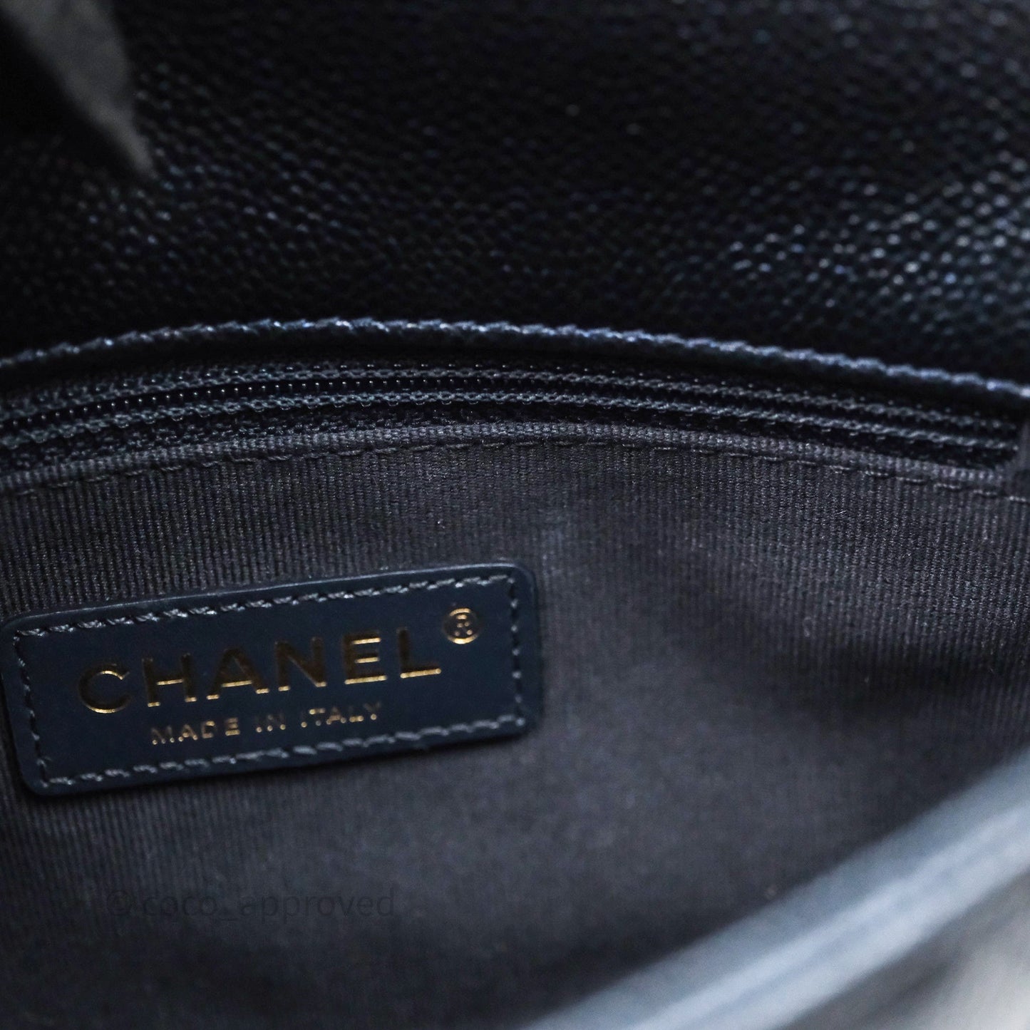 Chanel Quilted My Perfect Mini Iridescent Dark Navy Caviar Aged Gold Hardware