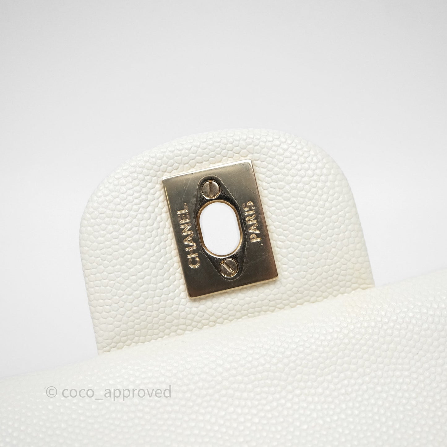 Chanel Classic Quilted Small S/M Flap Ivory White Caviar Gold Hardware