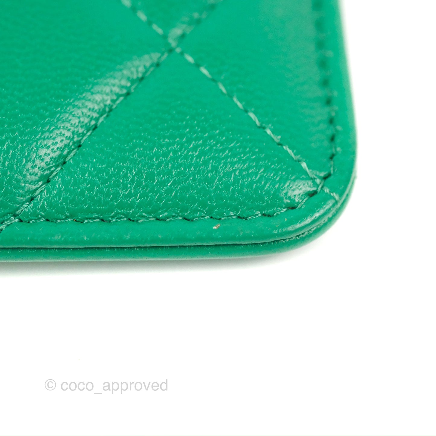 Chanel 19 Phone Holder Long Zip Wallet Green Gold Hardware