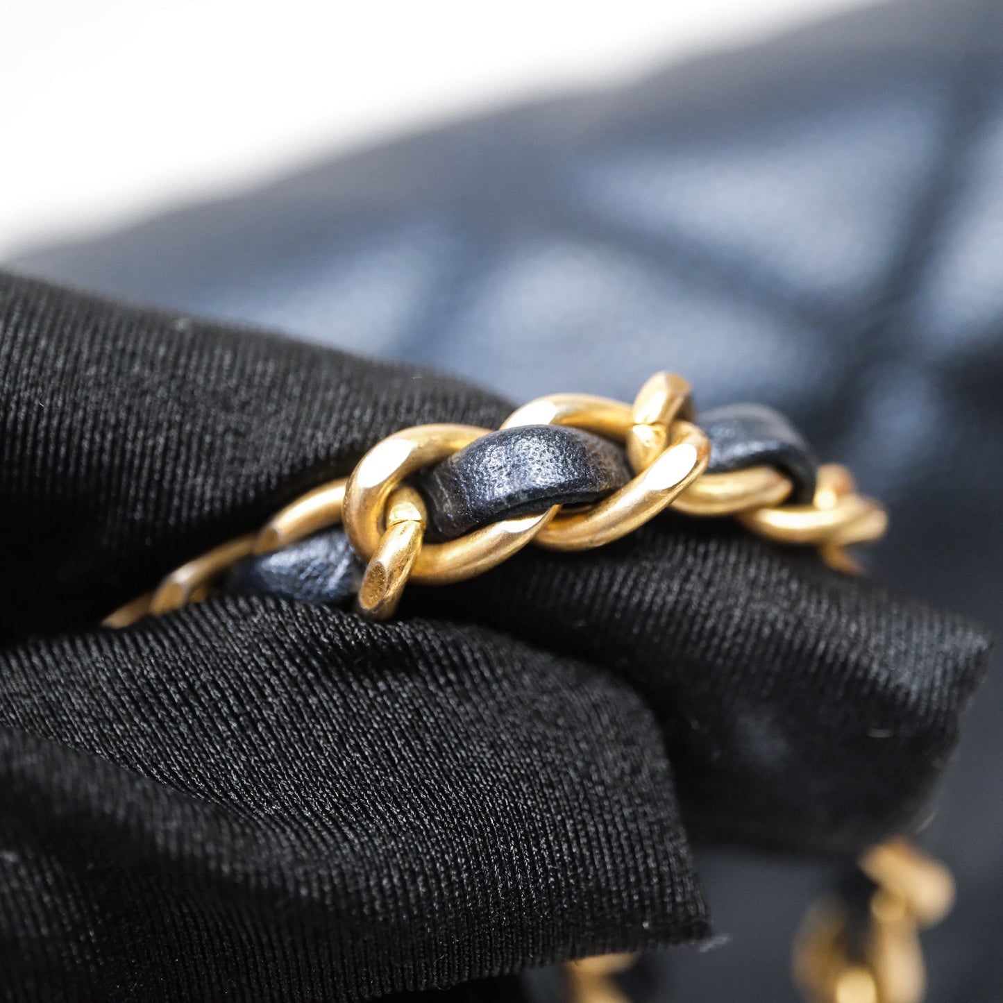 Chanel Quilted My Perfect Mini Iridescent Dark Navy Caviar Aged Gold Hardware