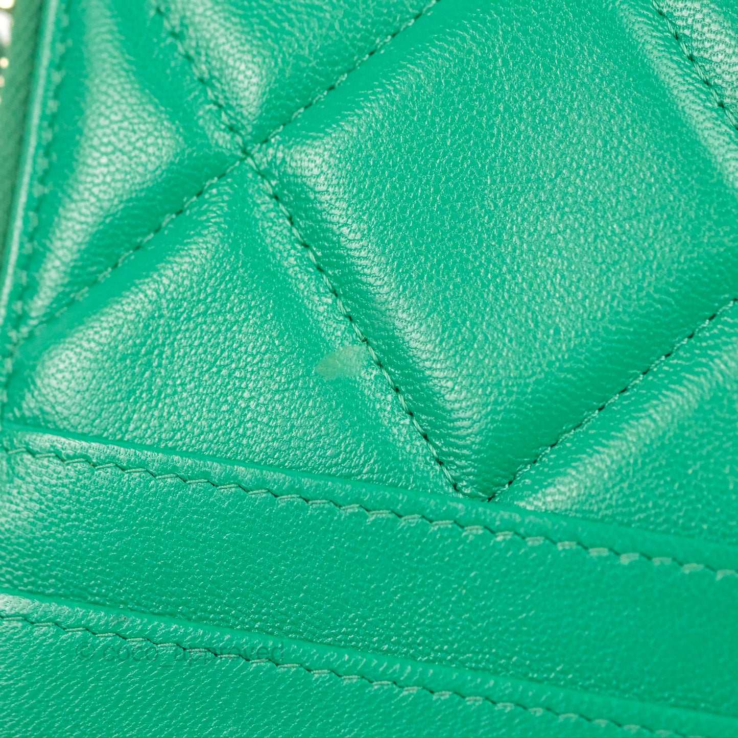 Chanel 19 Phone Holder Long Zip Wallet Green Gold Hardware