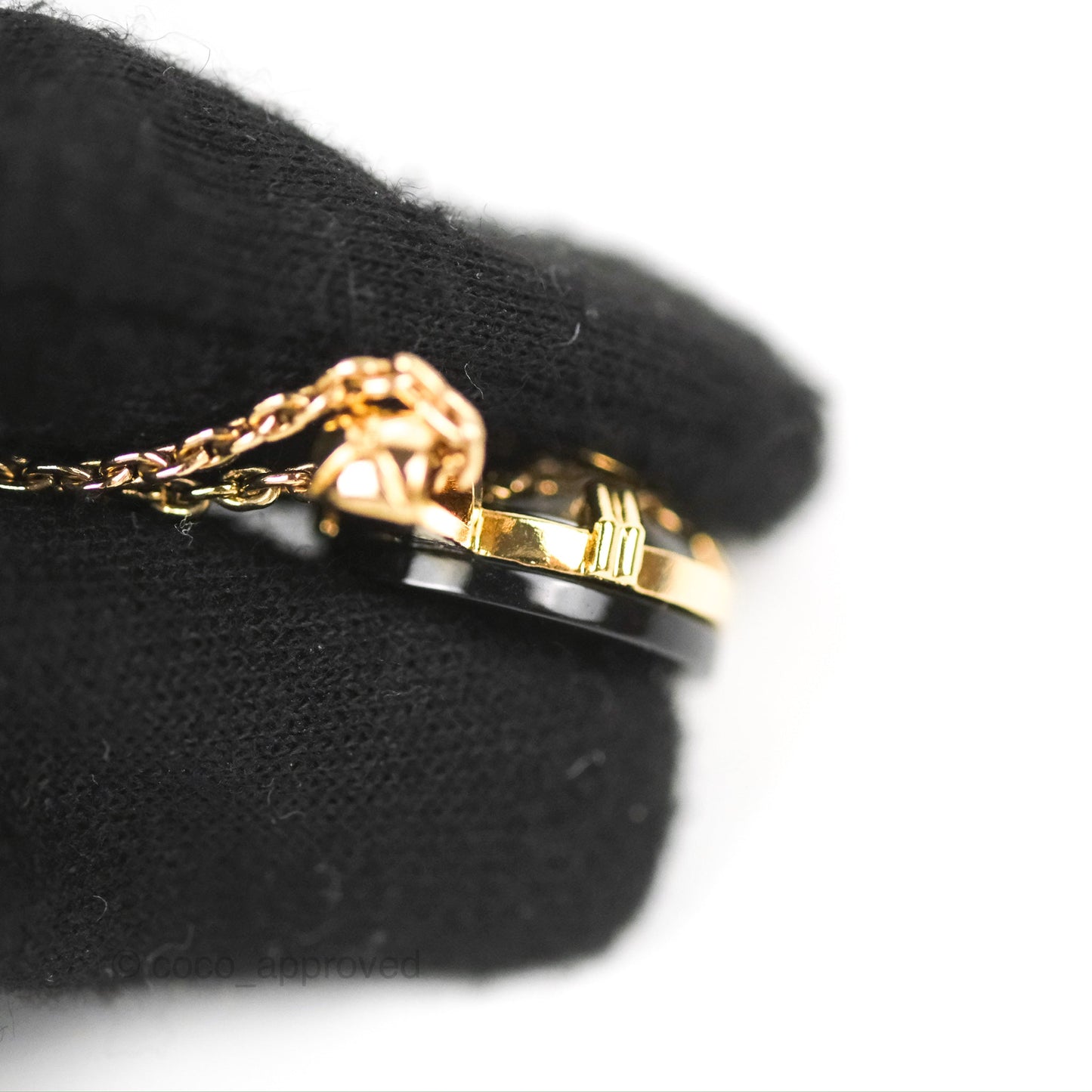 Chanel CC Resin Black Necklace Gold Tone 22A
