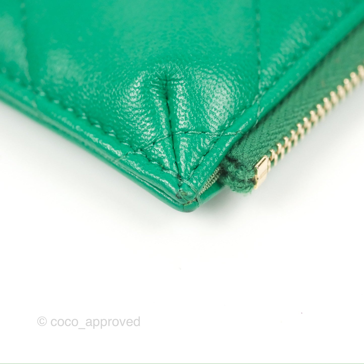 Chanel 19 Phone Holder Long Zip Wallet Green Gold Hardware