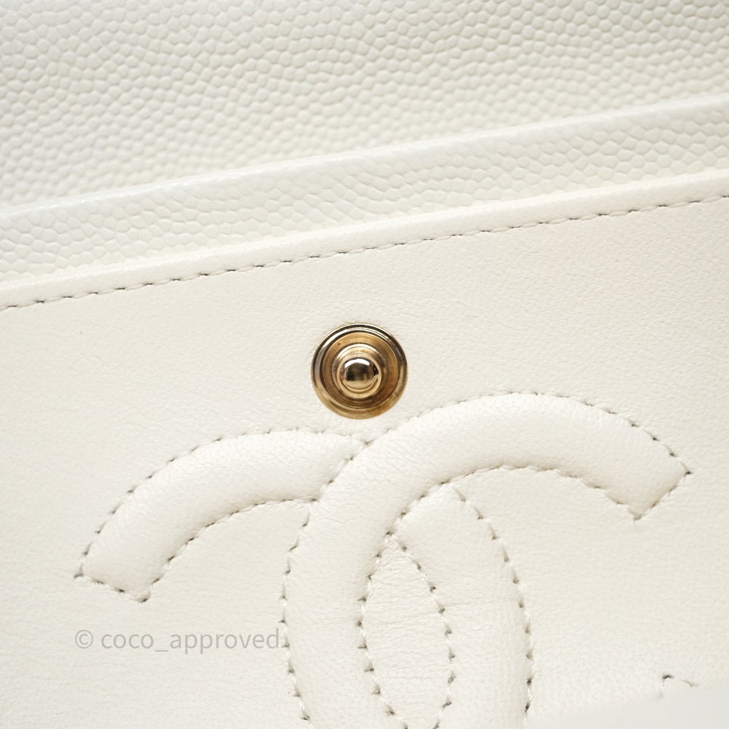 Chanel Classic Quilted Small S/M Flap Ivory White Caviar Gold Hardware