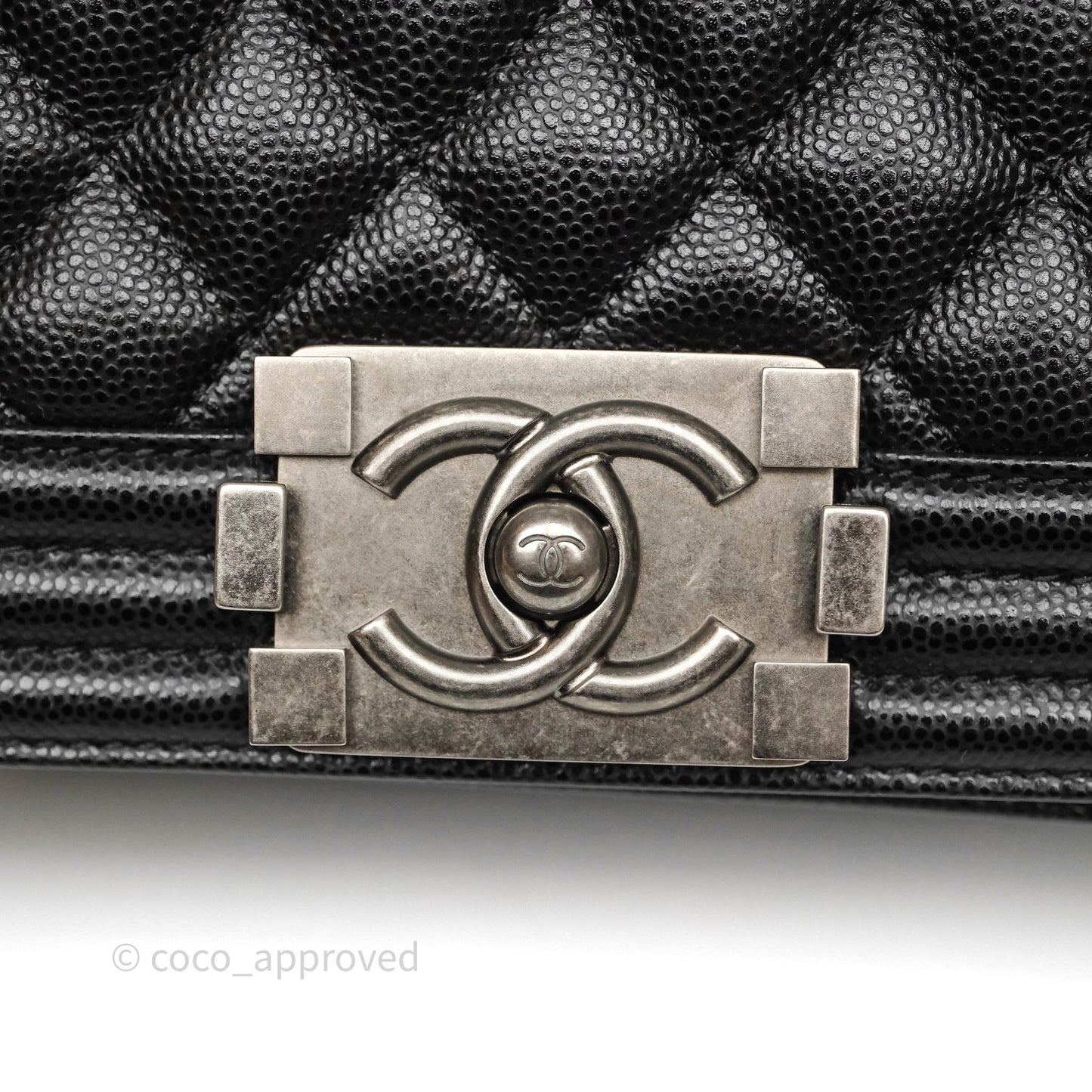 Chanel Small Boy Black Caviar Ruthenium Hardware