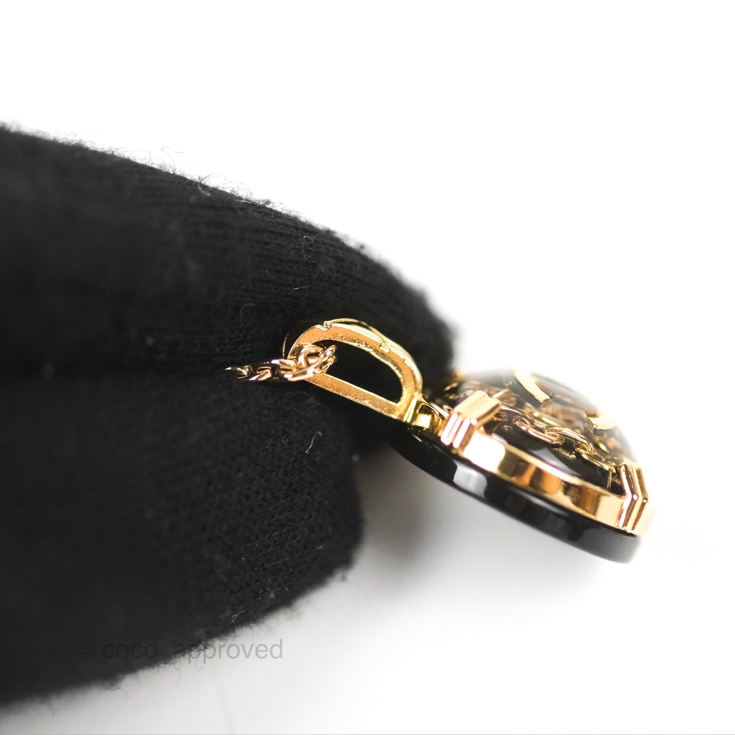 Chanel CC Resin Black Necklace Gold Tone 22A