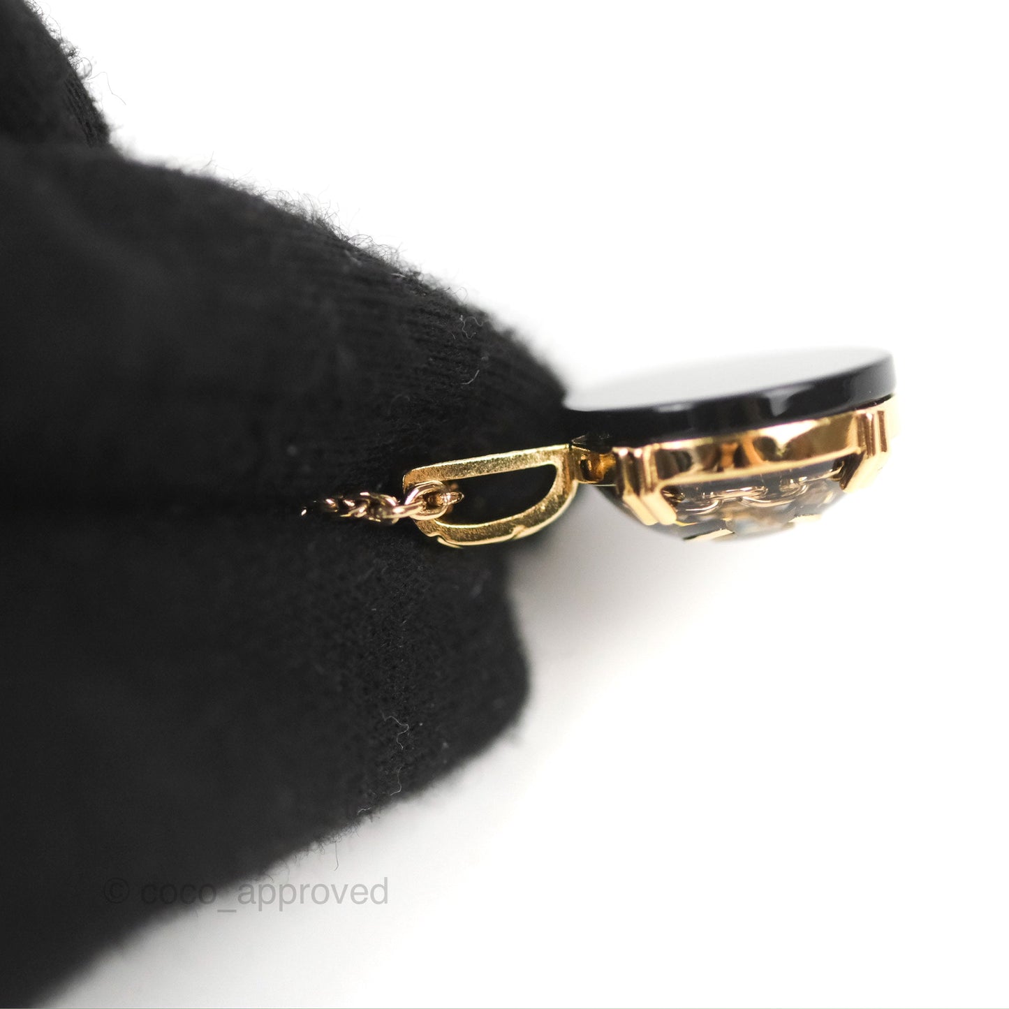 Chanel CC Resin Black Necklace Gold Tone 22A