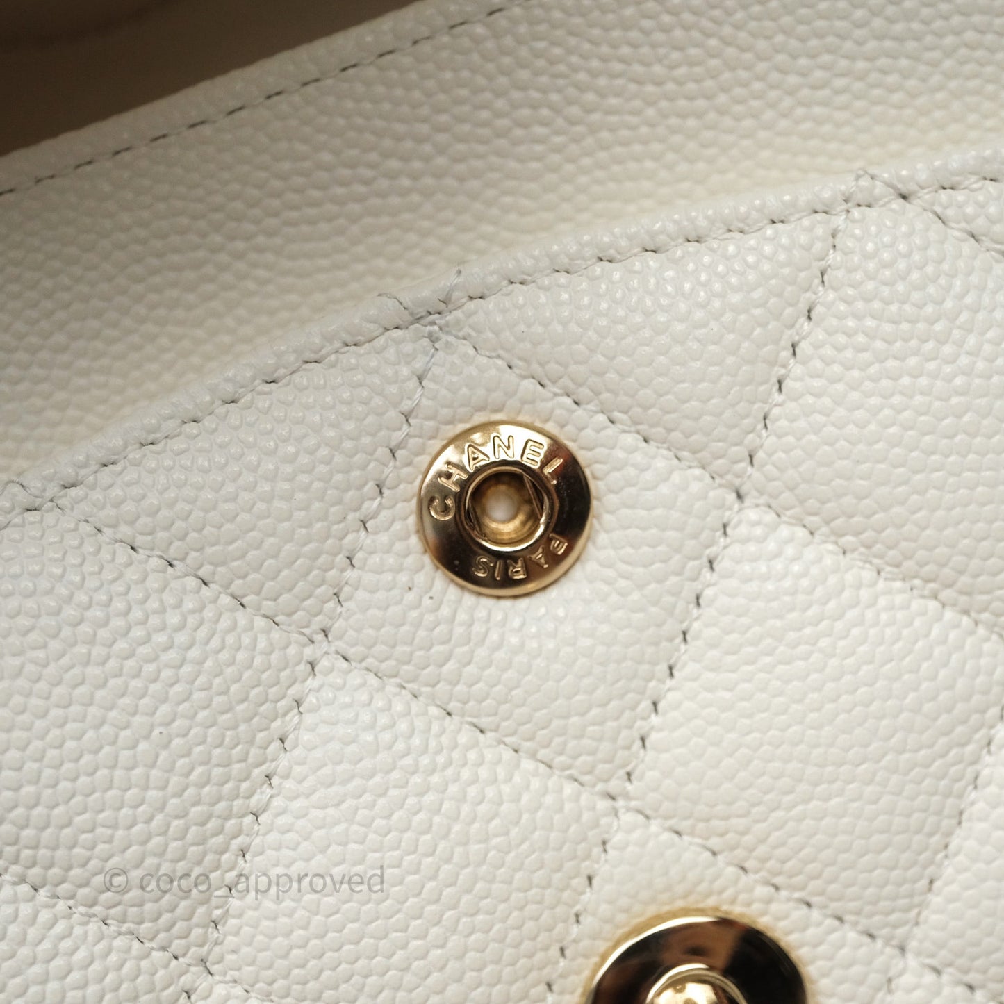 Chanel Classic Quilted Small S/M Flap Ivory White Caviar Gold Hardware