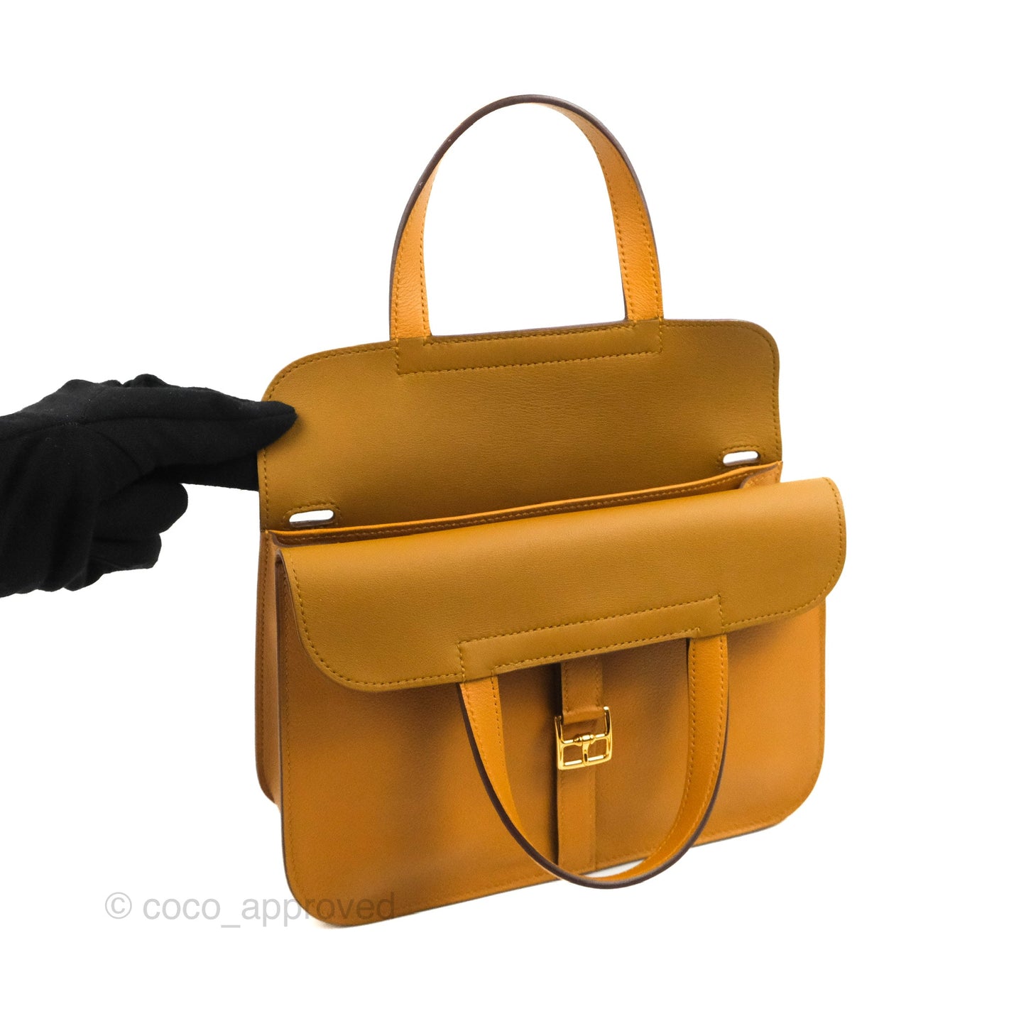 Hermès Halzan 25 Caramel Evercolour Gold Hardware