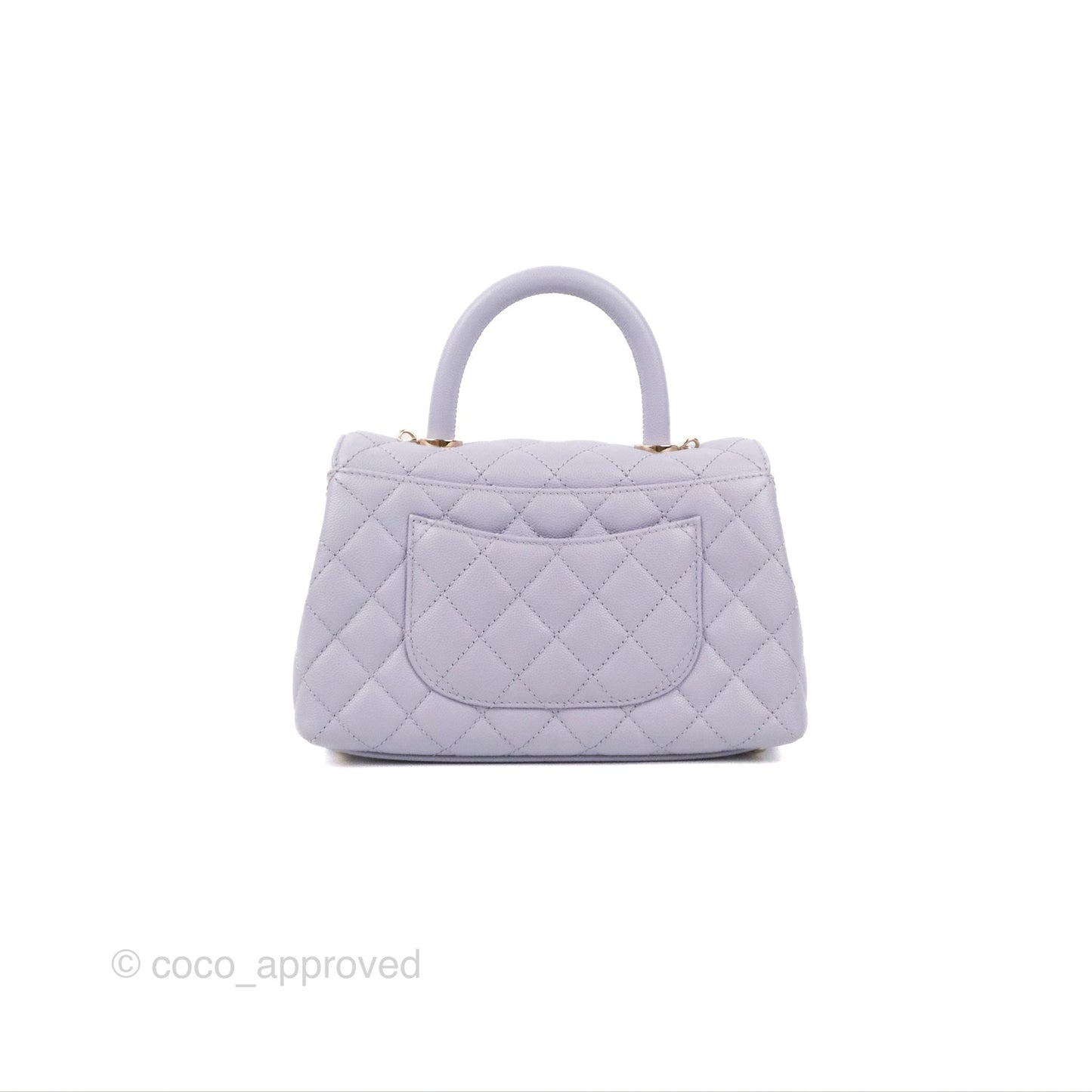 Chanel Small Coco Handle Chevron Purple Lilac Caviar Gold Hardware 21K