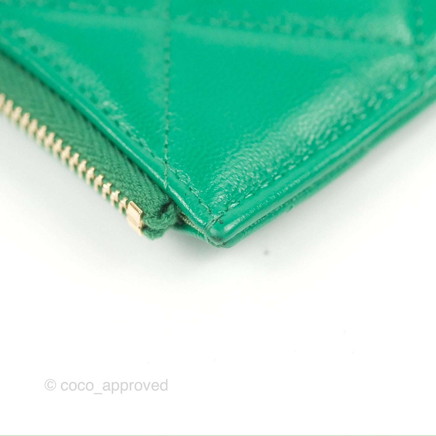 Chanel 19 Phone Holder Long Zip Wallet Green Gold Hardware