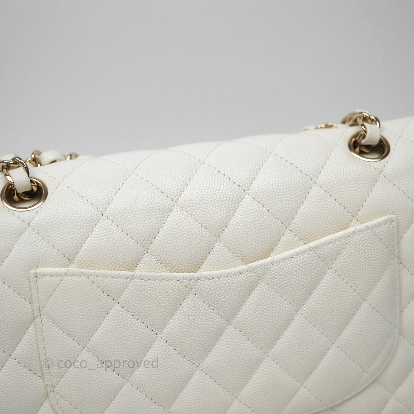 Chanel Classic Quilted Small S/M Flap Ivory White Caviar Gold Hardware