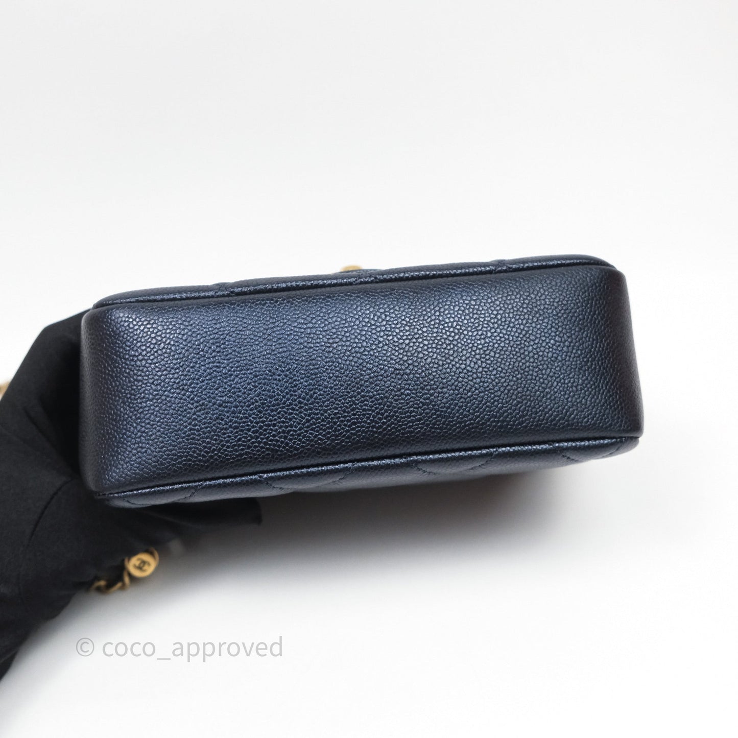 Chanel Quilted My Perfect Mini Iridescent Dark Navy Caviar Aged Gold Hardware