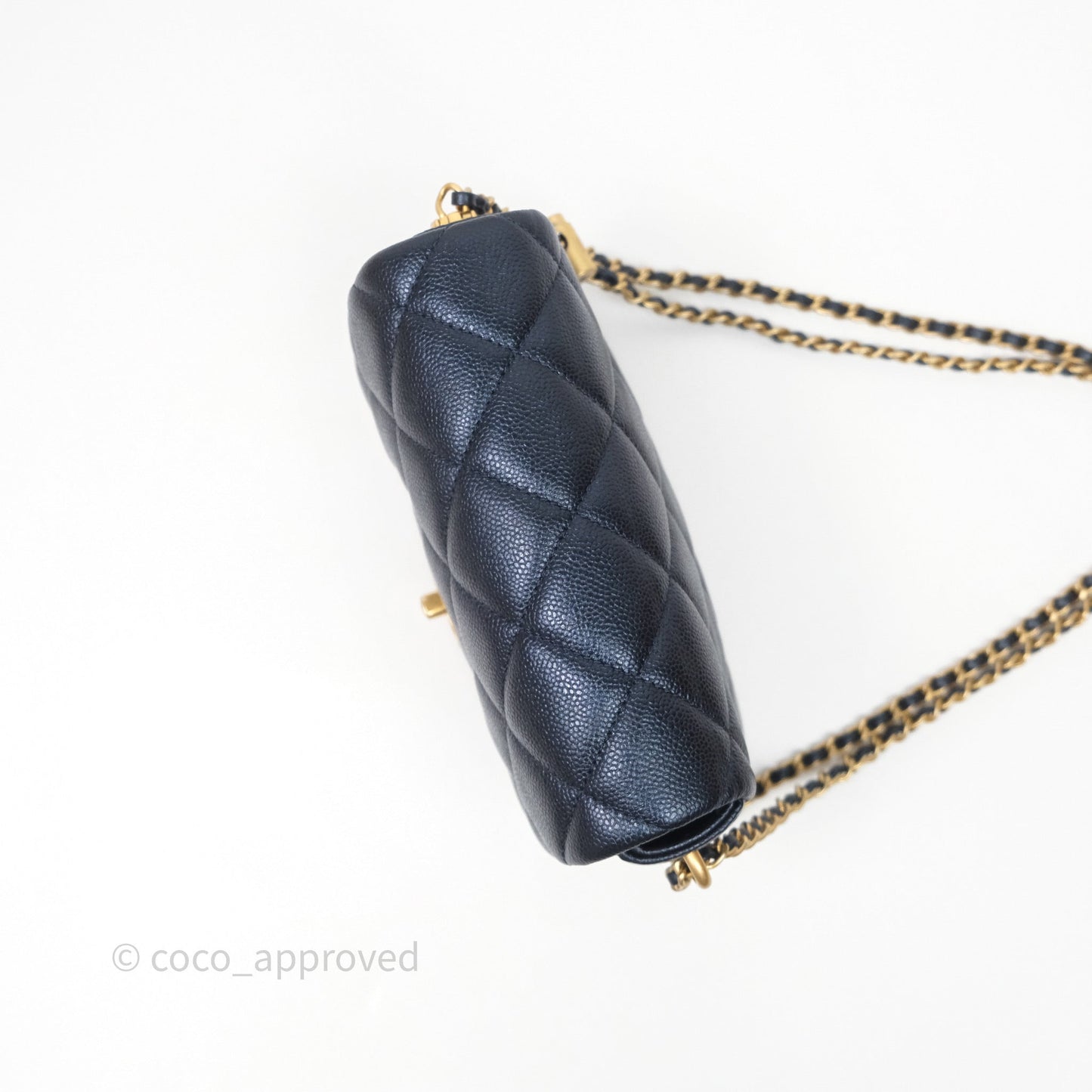 Chanel Quilted My Perfect Mini Iridescent Dark Navy Caviar Aged Gold Hardware
