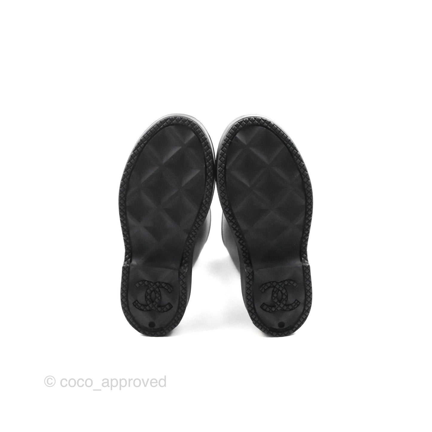 Chanel CC Black Rubber Rain Boots Size 35