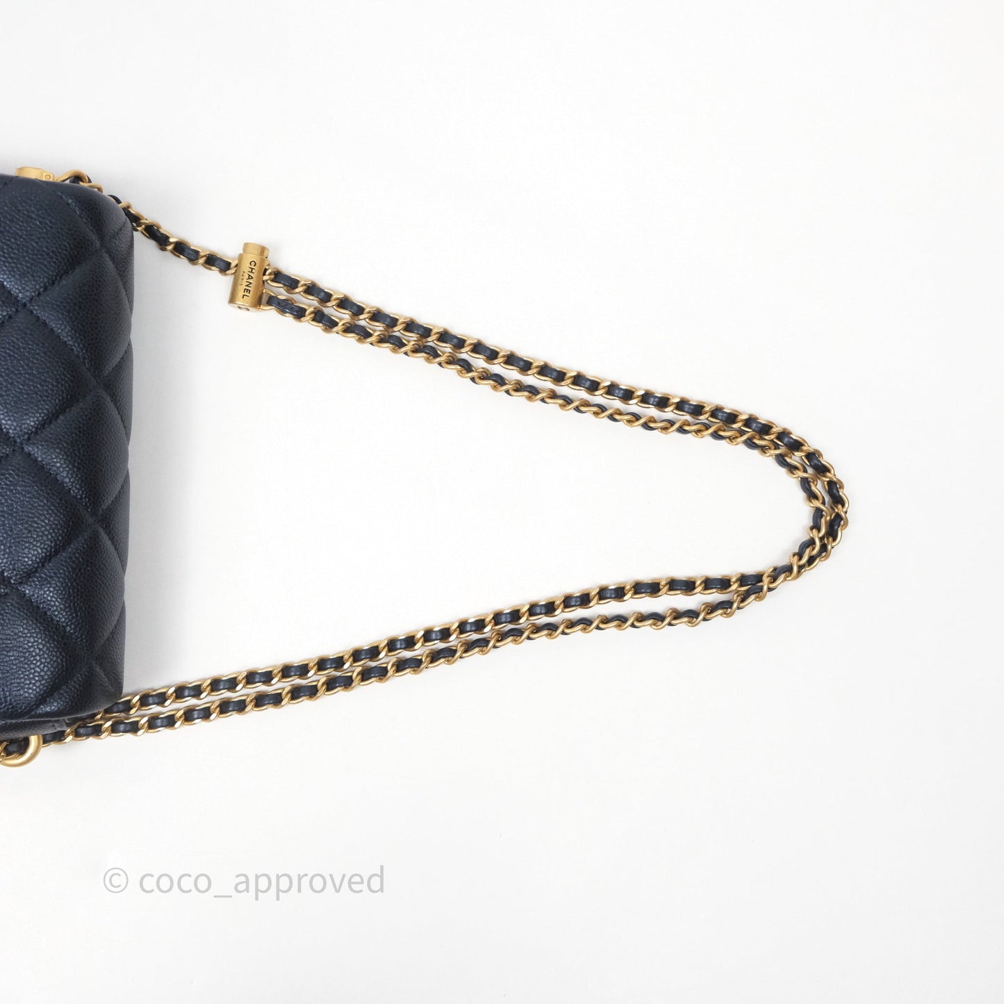 Chanel Quilted My Perfect Mini Iridescent Dark Navy Caviar Aged Gold Hardware