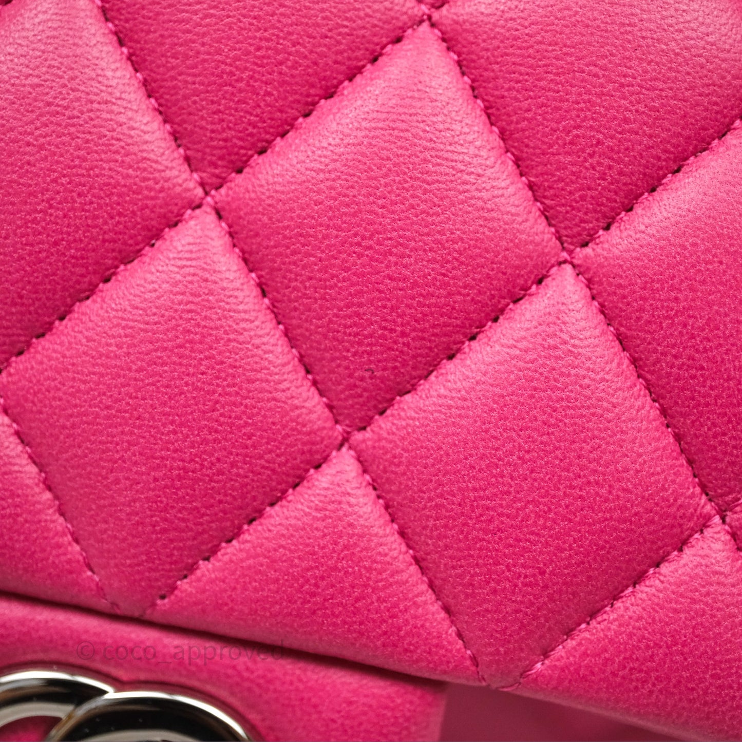 Chanel Classic M/L Medium Flap Quilted Hot Pink Lambskin Silver Hardware