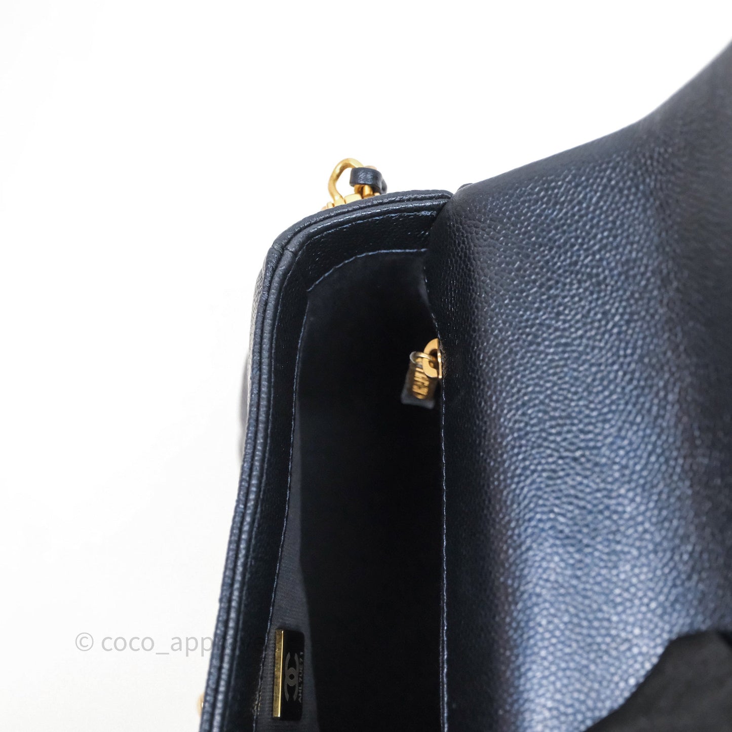 Chanel Quilted My Perfect Mini Iridescent Dark Navy Caviar Aged Gold Hardware