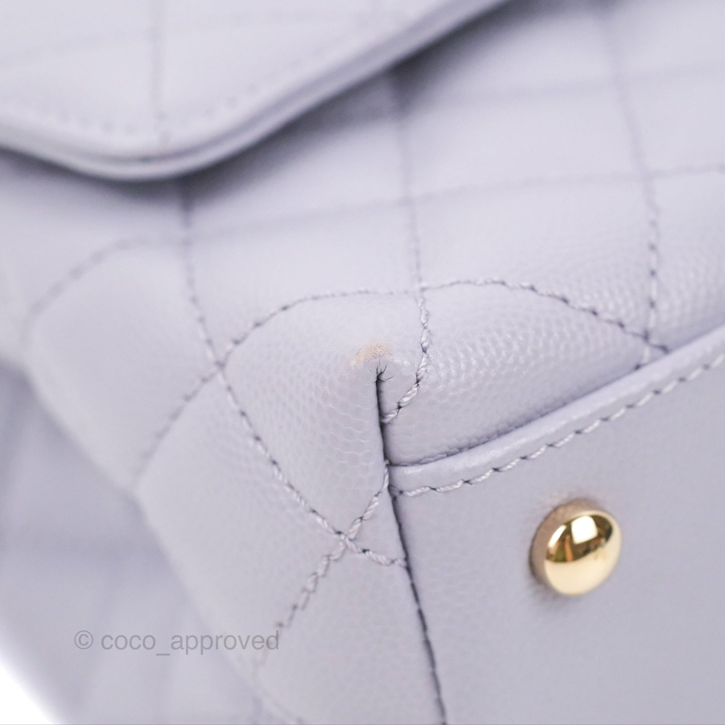 Chanel Small Coco Handle Chevron Purple Lilac Caviar Gold Hardware 21K