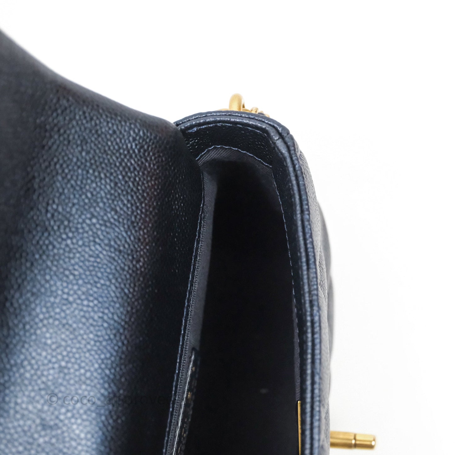 Chanel Quilted My Perfect Mini Iridescent Dark Navy Caviar Aged Gold Hardware